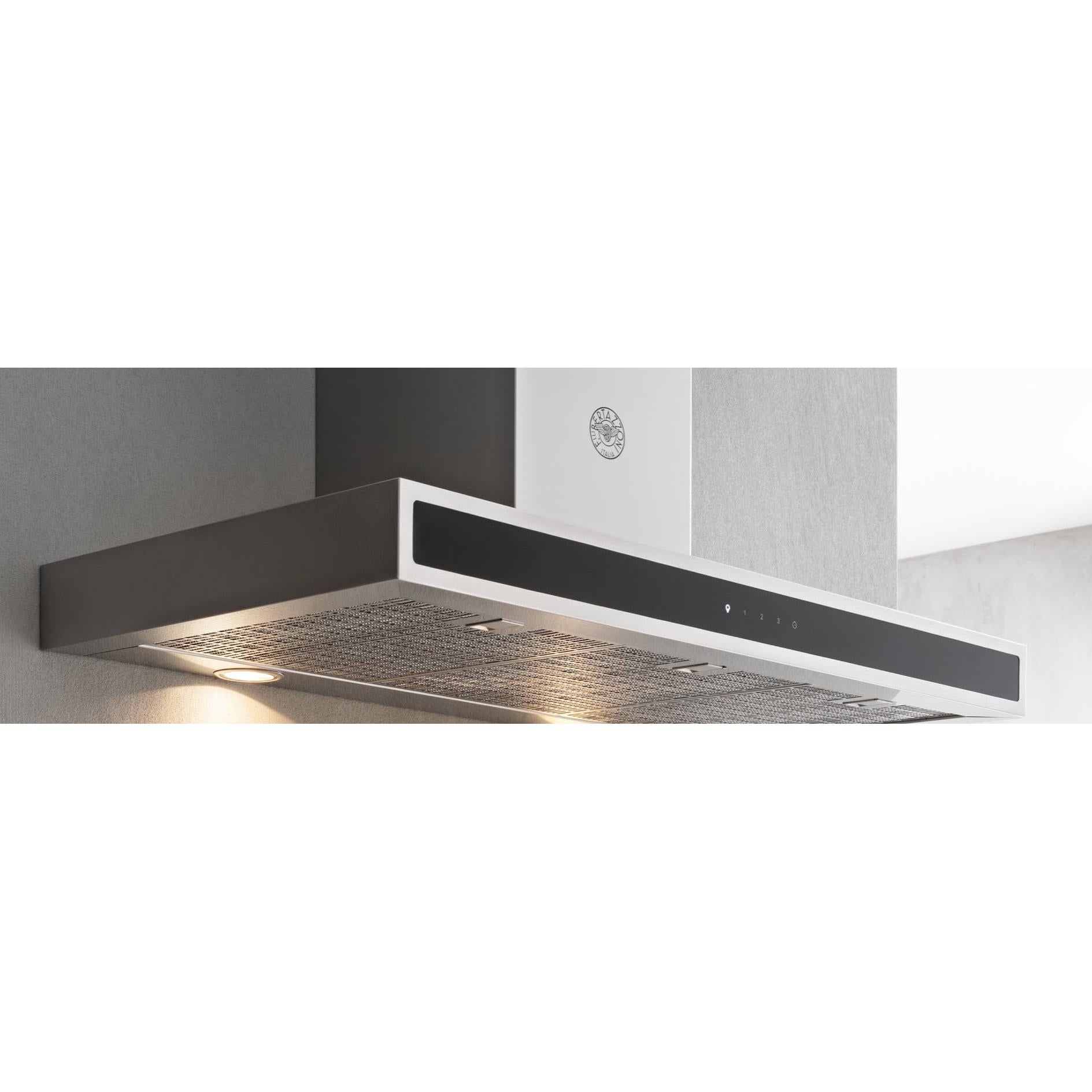 Bertazzoni 48 Inch Professional Series Stainless Steel Wall Mount Range Hood with LED Lighting - Powerful Kitchen Ventilation for Home Cooking & BBQ