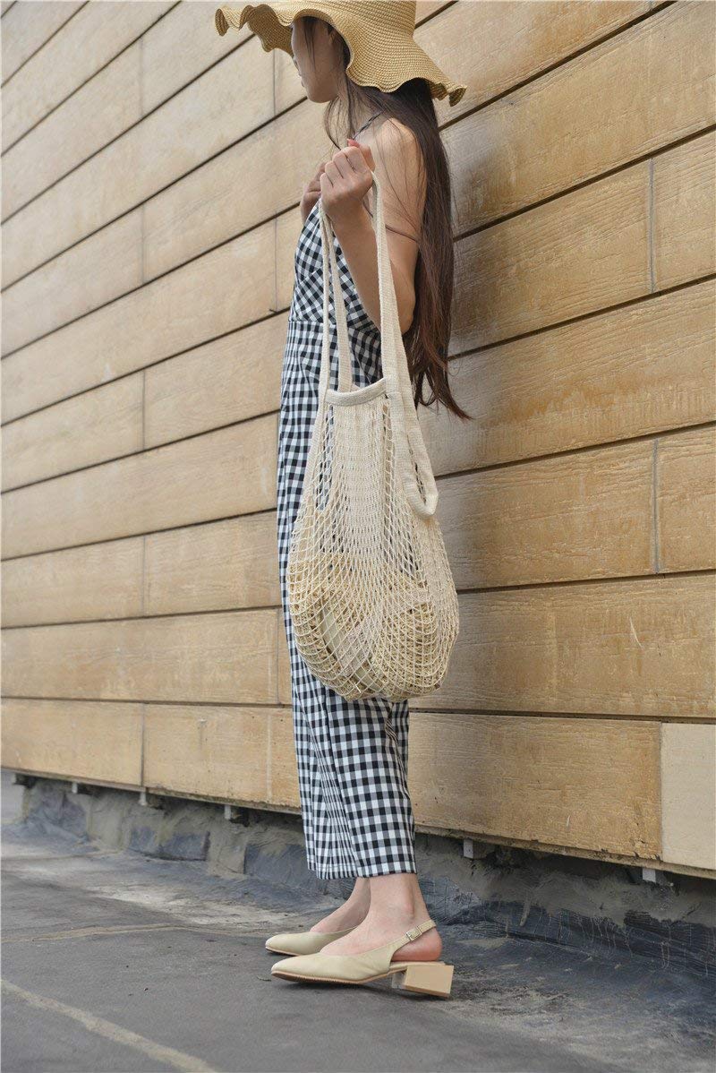 3-Pack Large Cotton Mesh Shopping Tote Bags - Eco-Friendly Reusable Grocery Bags for Supermarket, Beach, Storage, Fruits, Vegetables & Toys | Perfect for Grocery Shopping, Travel & Organizing