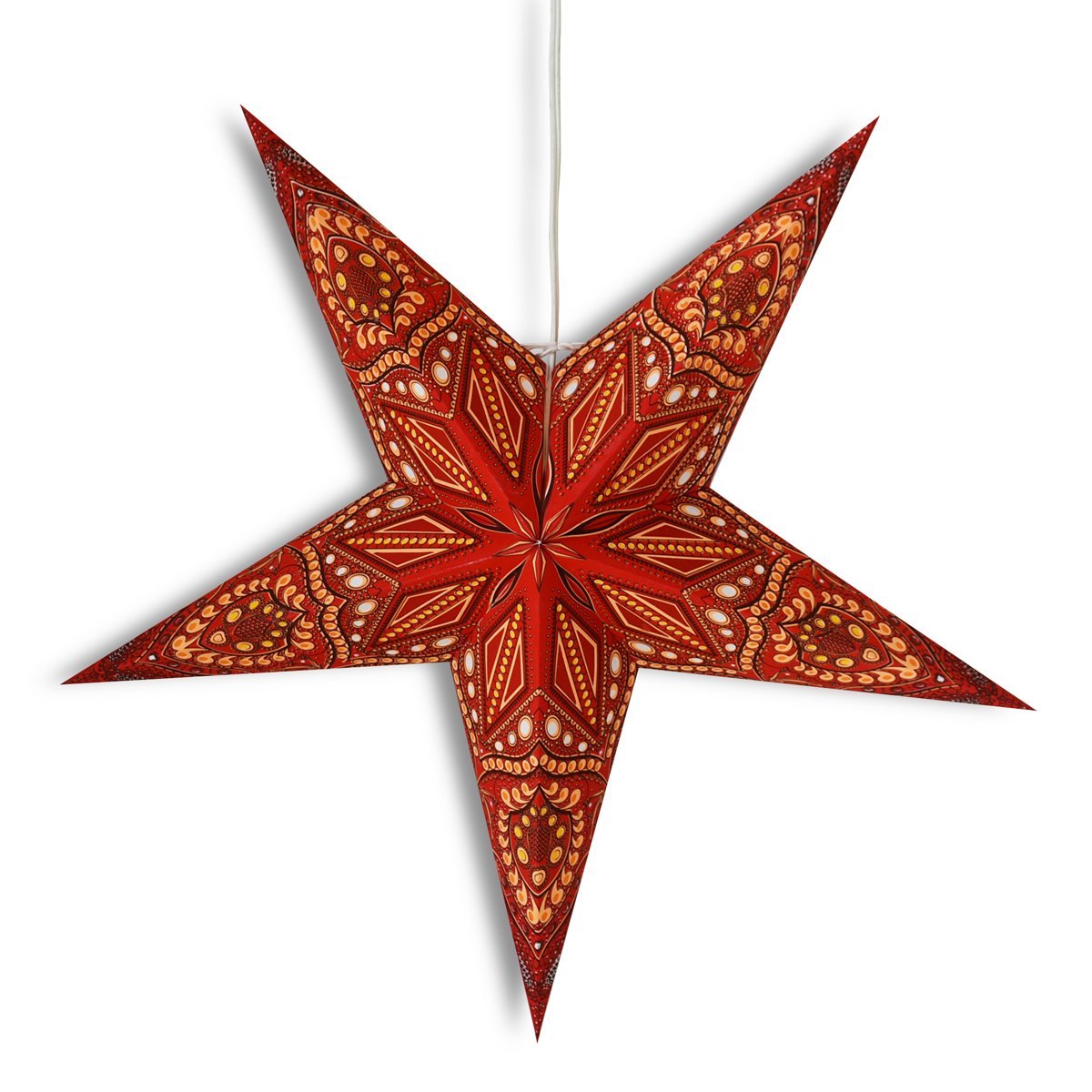 24 Pack Red Crystal Paper Star Lanterns for Wedding Party Decorations - Elegant Hanging Ornaments for Indoor/Outdoor Celebrations, Christmas, Baby Showers & Festive Events