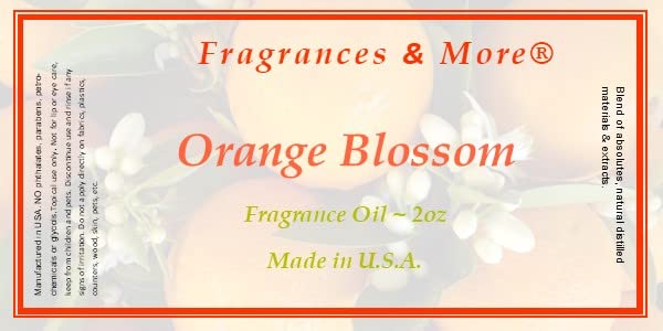 Premium Orange Blossom Fragrance Oil - 2oz (60ml) for Candle Making, Soap Making & Aromatherapy | Home Scented Oil for Diffusers, Bath Bombs & DIY Crafts | Relaxing Floral Aroma for Spa, Yoga & Meditation