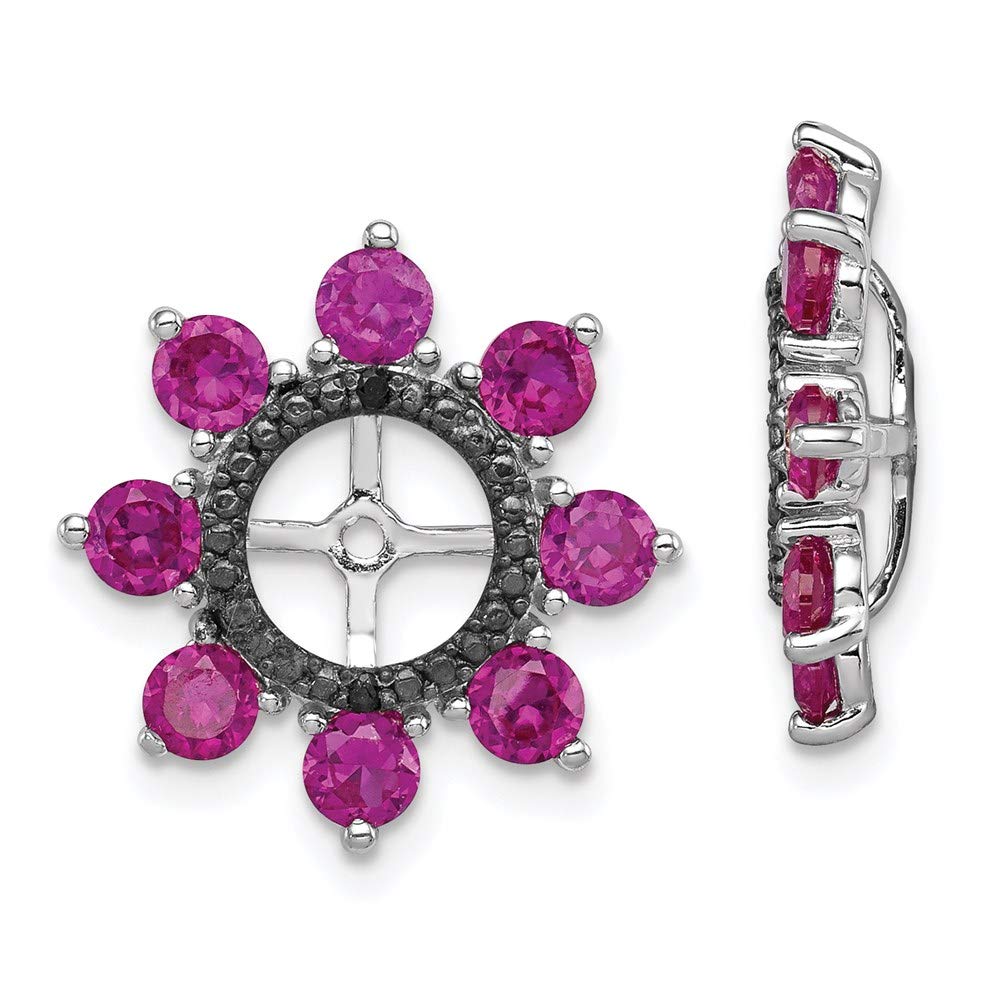 Sterling Silver Lab-Created Ruby and Black Sapphire Earring Jackets for Weddings and Evening Events