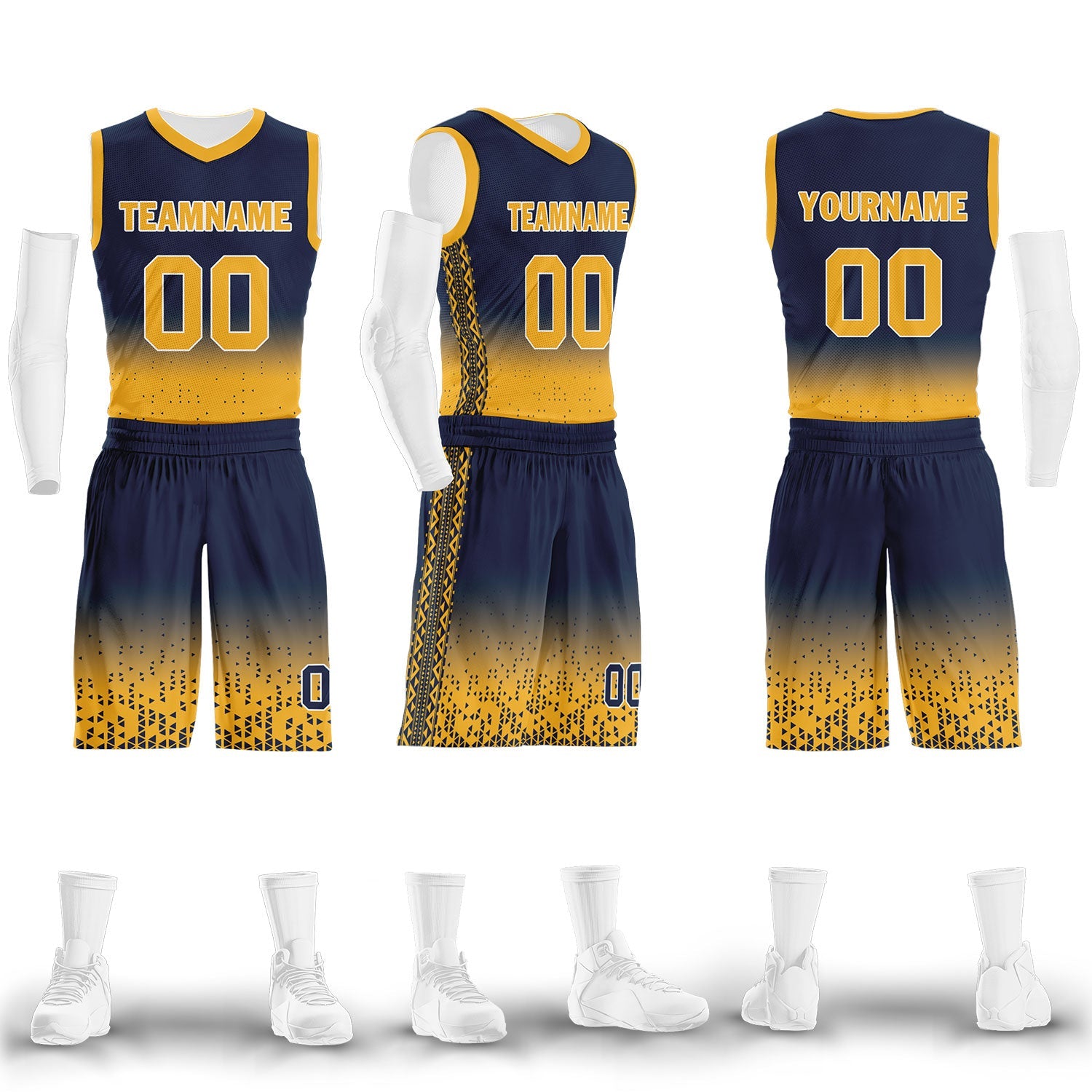 Custom Blue Yellow Fade Basketball Jersey - Breathable Sports Uniform for Men & Women - BBJ01 D020102 - Perfect for Team Games, Streetwear and Fan Apparel