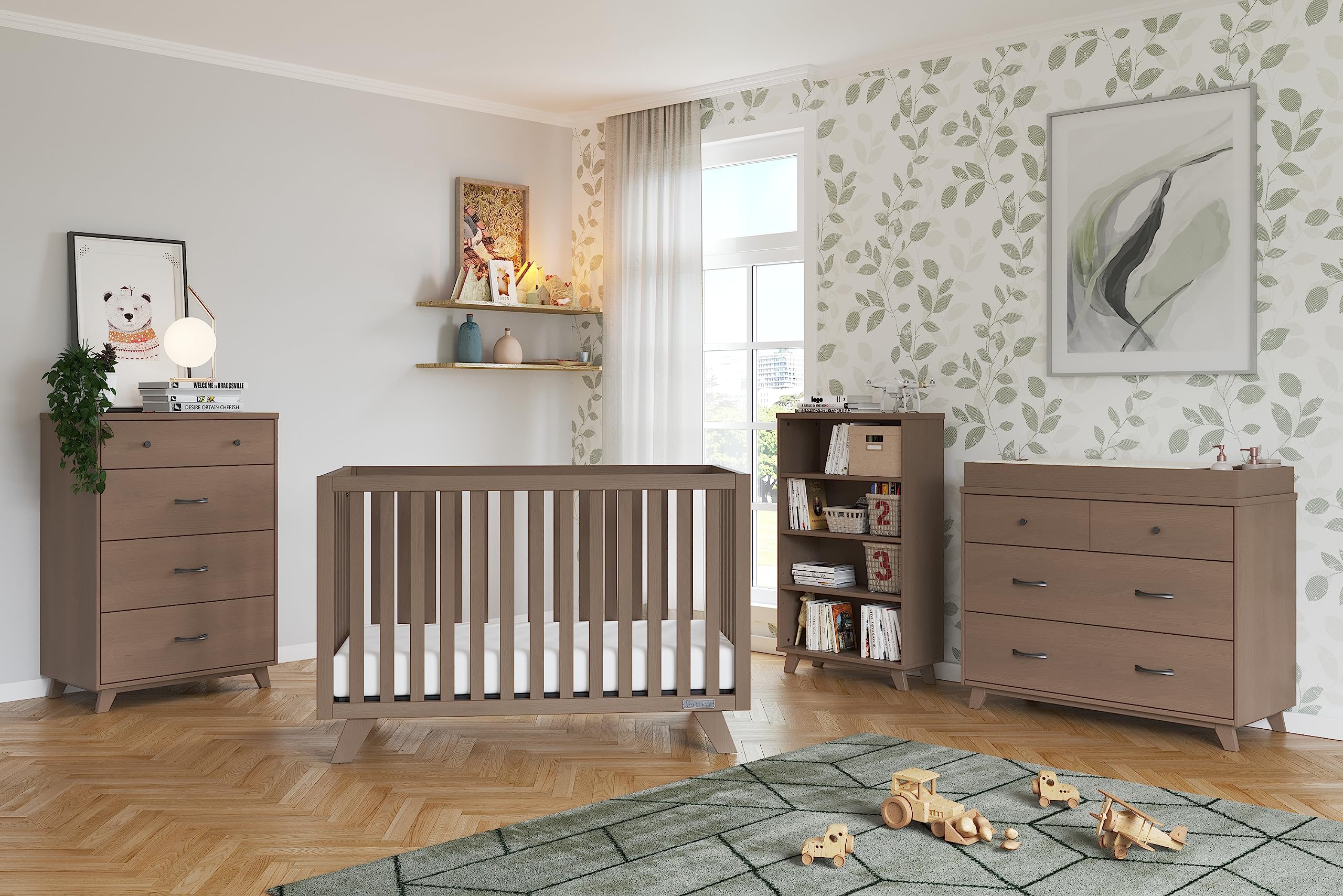 Child Craft SOHO 4-in-1 Convertible Crib - Convertible Baby Crib to Day Bed, Toddler Bed & Full Size Bed with 3 Adjustable Mattress Heights | Non-Toxic & Baby-Safe Finish in Dusty Heather | Perfect for Nursery, Bedroom Transition & Growing Families
