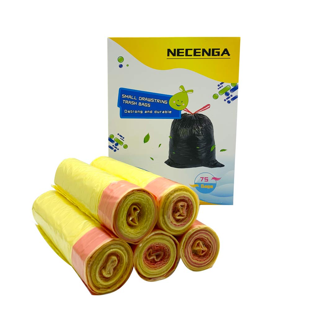 75 Count 4 Gallon Small Trash Bags - Heavy Duty Kitchen Garbage Bags for Bathroom, Office, Car & Wastebasket | Perfect for Daily Use, Travel & Compact Spaces