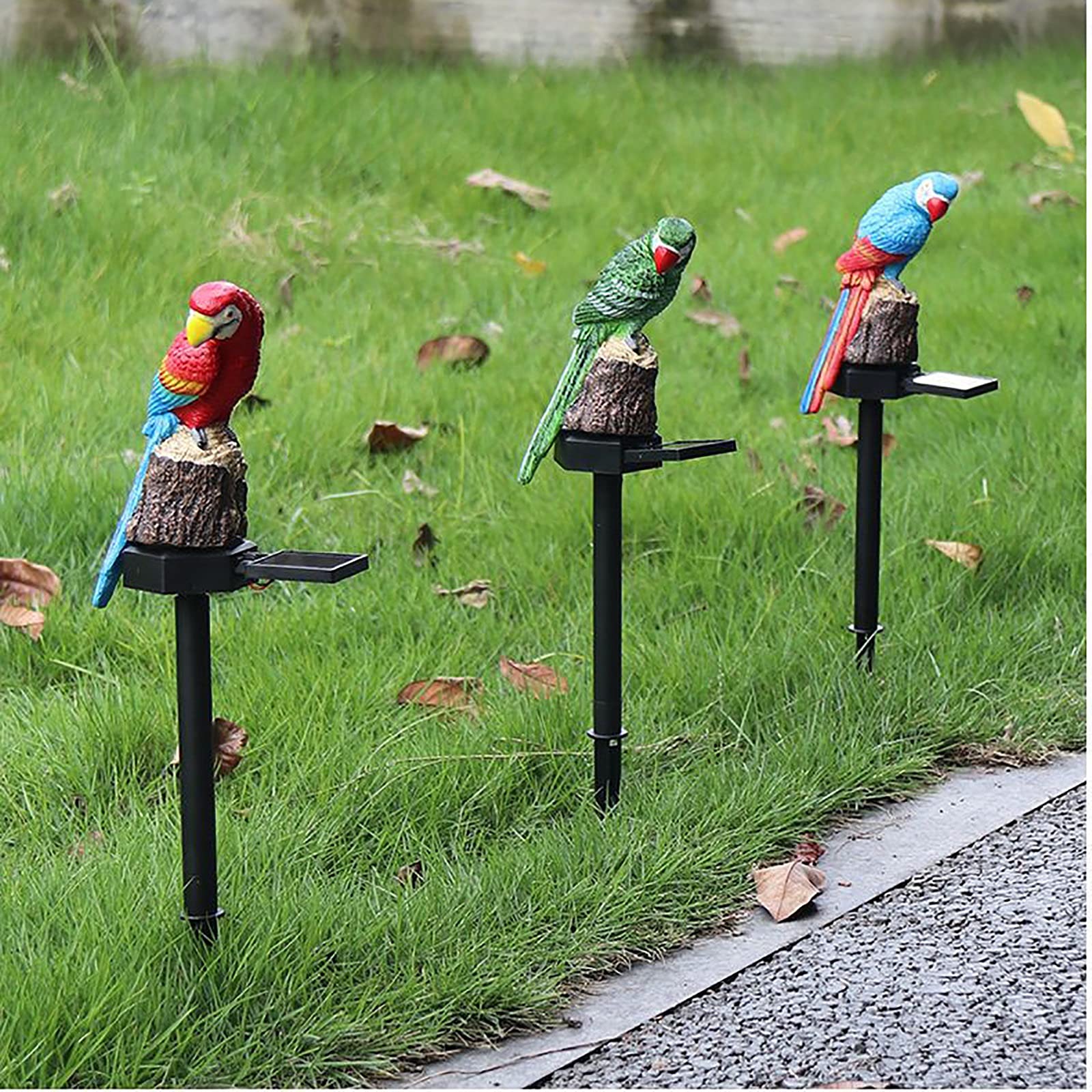 Solar Powered LED Parrot Garden Lights - Waterproof Outdoor Solar Lights for Yard, Patio & Lawn Decor - Green Bird Shaped Solar Lamps for Nighttime Landscape Lighting