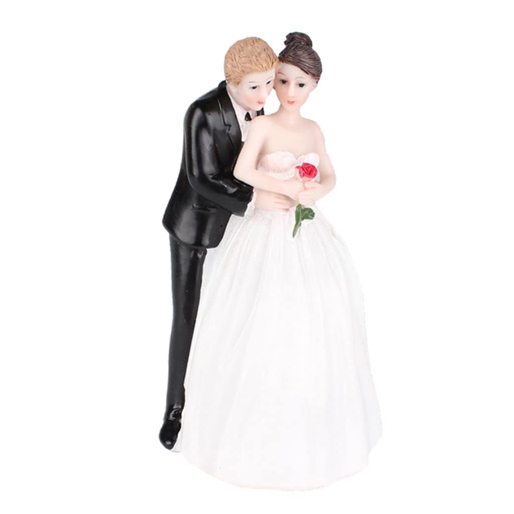 Romantic Bride and Groom Wedding Cake Topper - Elegant Couple Hug & Kiss Cake Decoration for Wedding, Anniversary & Engagement Cakes - Perfect for DIY Wedding Decorations