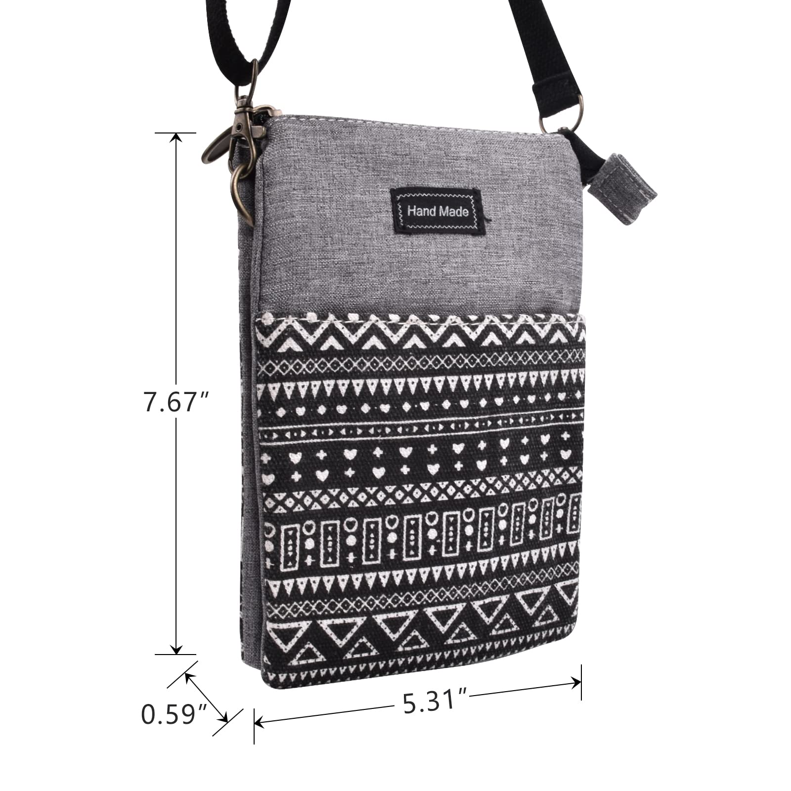 WITERY Leaf Pattern Canvas Crossbody Phone Purse - Lightweight Small Wallet Bag for Women & Girls | Perfect for Daily Use, Travel, Shopping & Outdoor Activities
