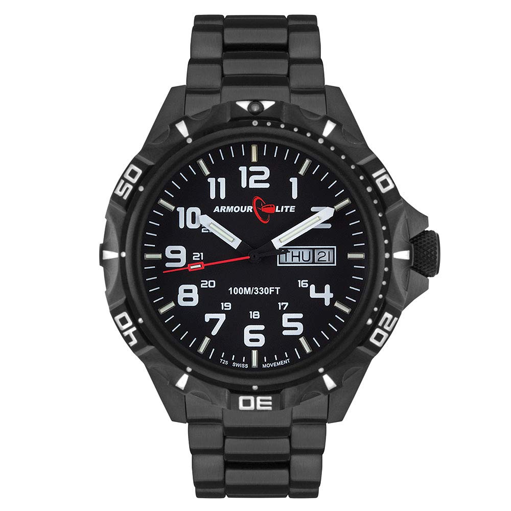 Armourlite AL1402 Professional Series Men's Black Steel Tritium Watch - Durable Military & Tactical Timepiece for Outdoor Adventures & Night Visibility