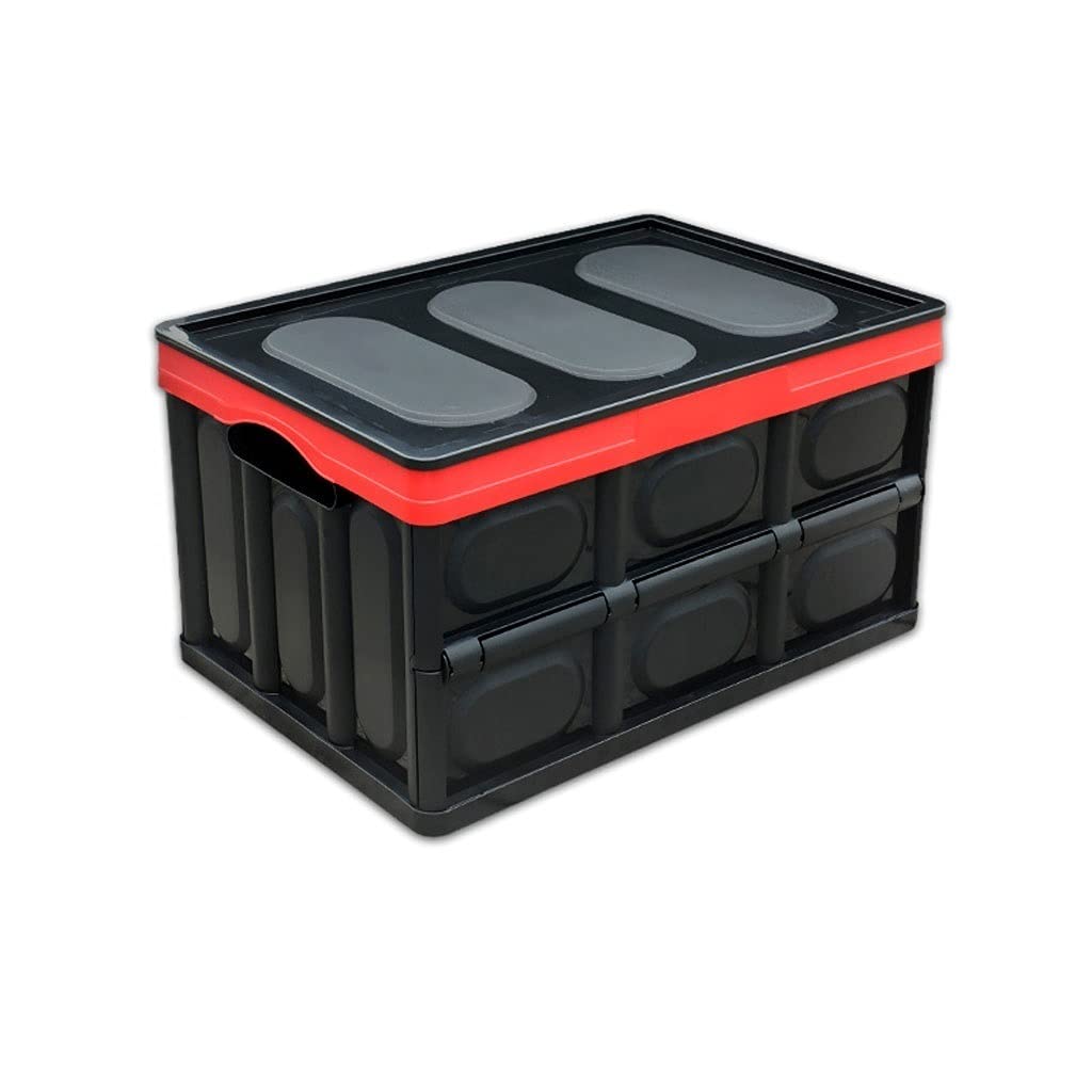 Durable Plastic Car Storage Bins & Cargo Organizer Box - Weatherproof, Secure with Padlock (Black, 53x35x29cm) - Perfect for SUV, Truck & Vehicle Trunk Organization
