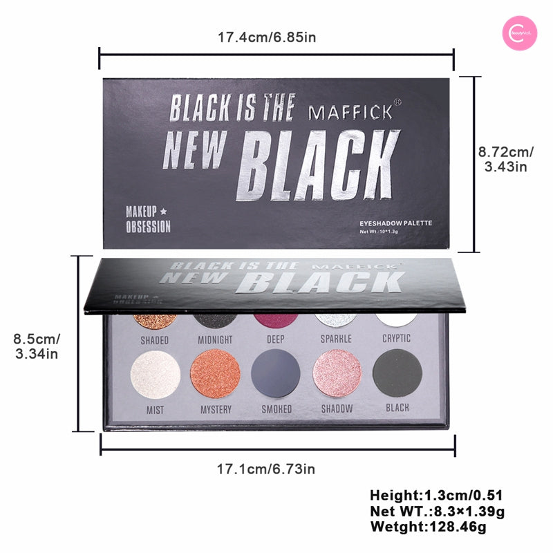 MAFFICK 10 Color Professional Eyeshadow Palette - Highly Pigmented, Long Lasting Makeup for Day & Night Looks - Perfect for Parties, Weddings & Everyday Wear