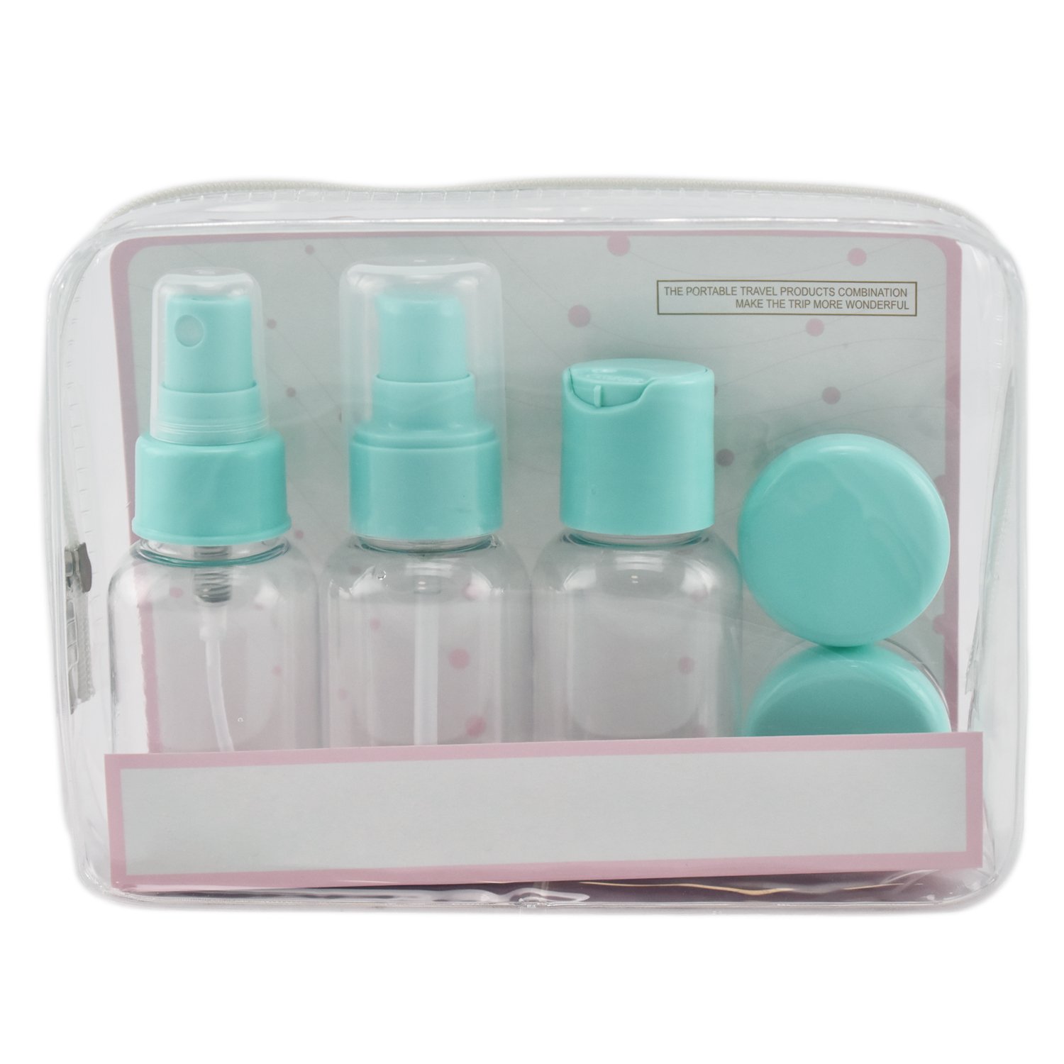 5-Pack Leak Proof Travel Bottles Set - 3oz Refillable Cosmetic Containers with Toiletry Bag | Portable Makeup & Toiletries Storage for Air Travel, Gym, Camping & Vacation Essentials