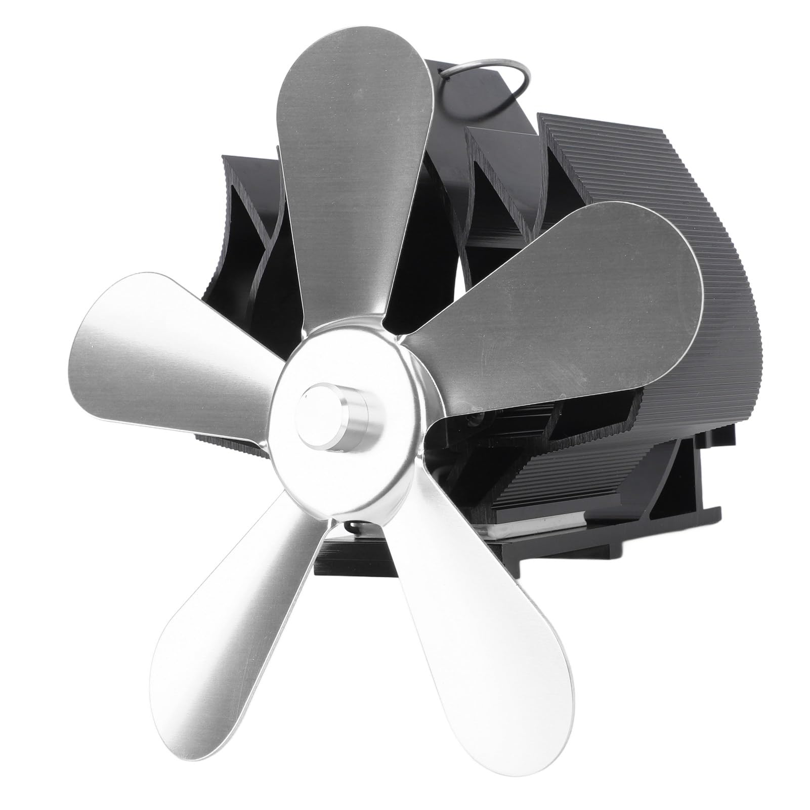 Heat Powered Stove Fan - 5 Blade Wood Burning Fireplace Fan (Silver) for Efficient Heating