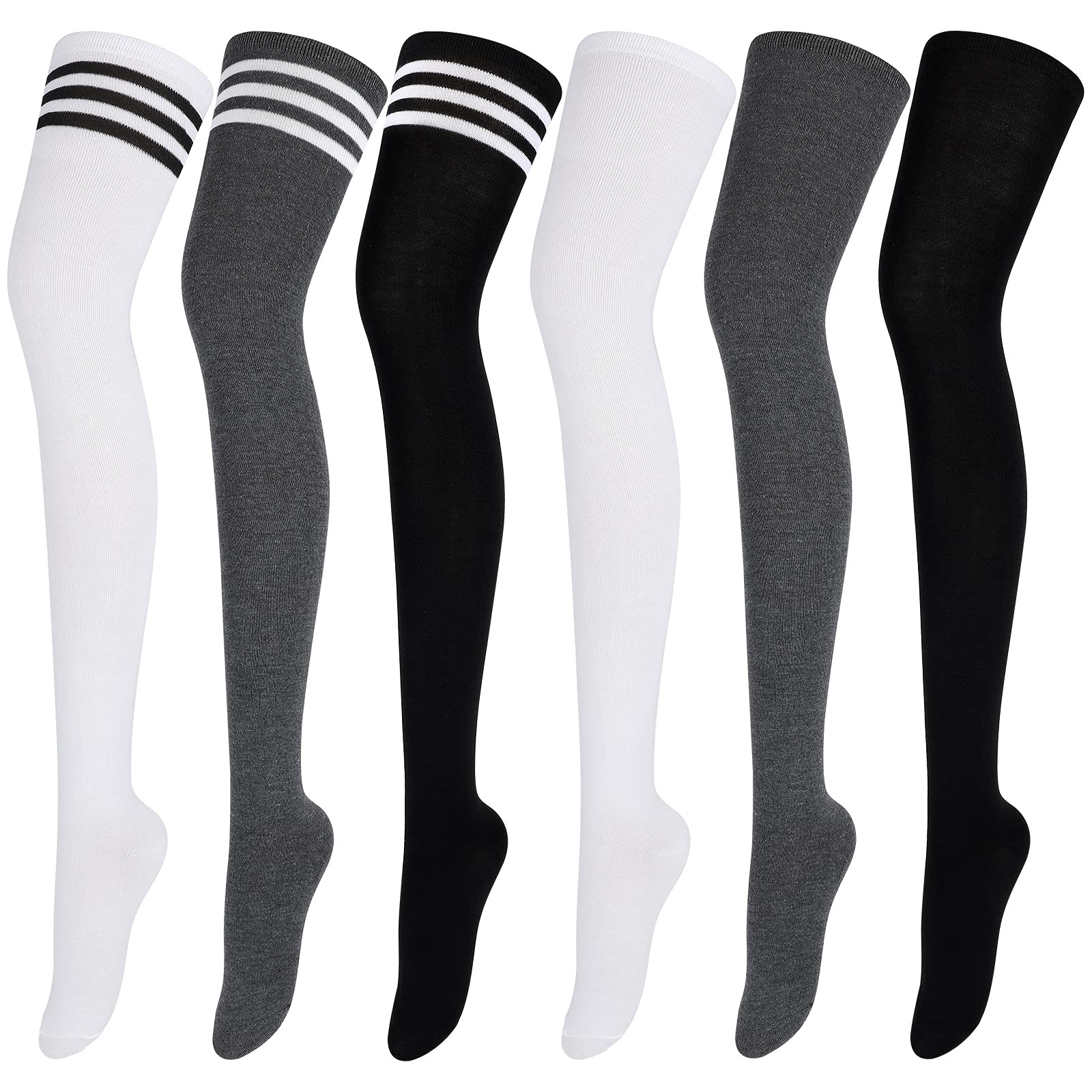 Aneco 6 Pairs Extra Long Thigh High Socks for Women - Boot Stockings, Warm & Stretchy, Perfect for Winter Boots, Cosplay, and Fashion Outfits
