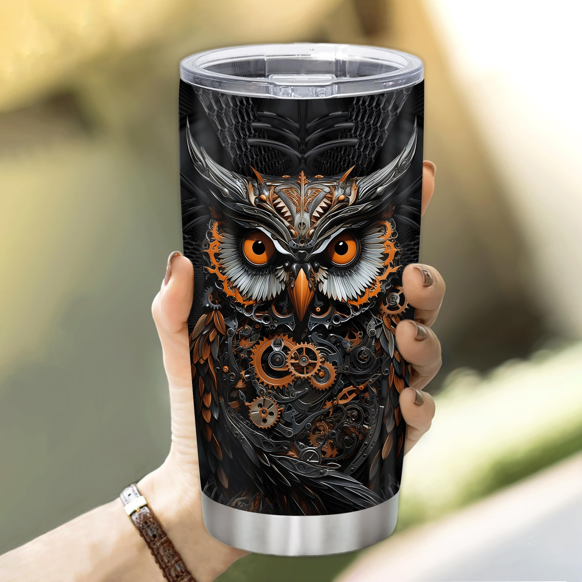 Personalized Owl Tumbler with Custom Name - 20oz Stainless Steel Insulated Cup with Lid - Unique Birthday & Christmas Gifts for Owl Lovers, Men & Women - Perfect for Coffee, Tea & Cold Drinks at Home, Office or Travel