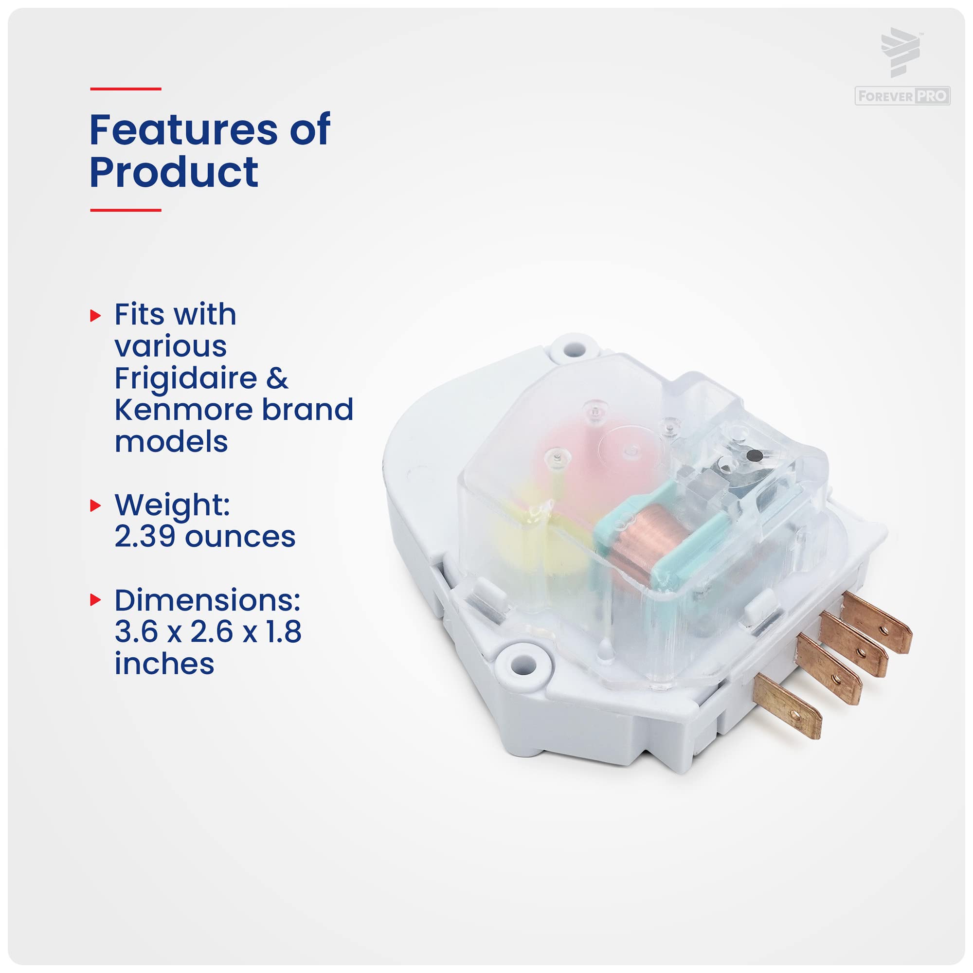 ForeverPRO 215846602 Refrigerator Defrost Timer Replacement for Frigidaire Models 5304457327, 5300628518, 00624728, 00626228 - Compatible with Frigidaire Refrigerators - Perfect for DIY Appliance Repair and Maintenance