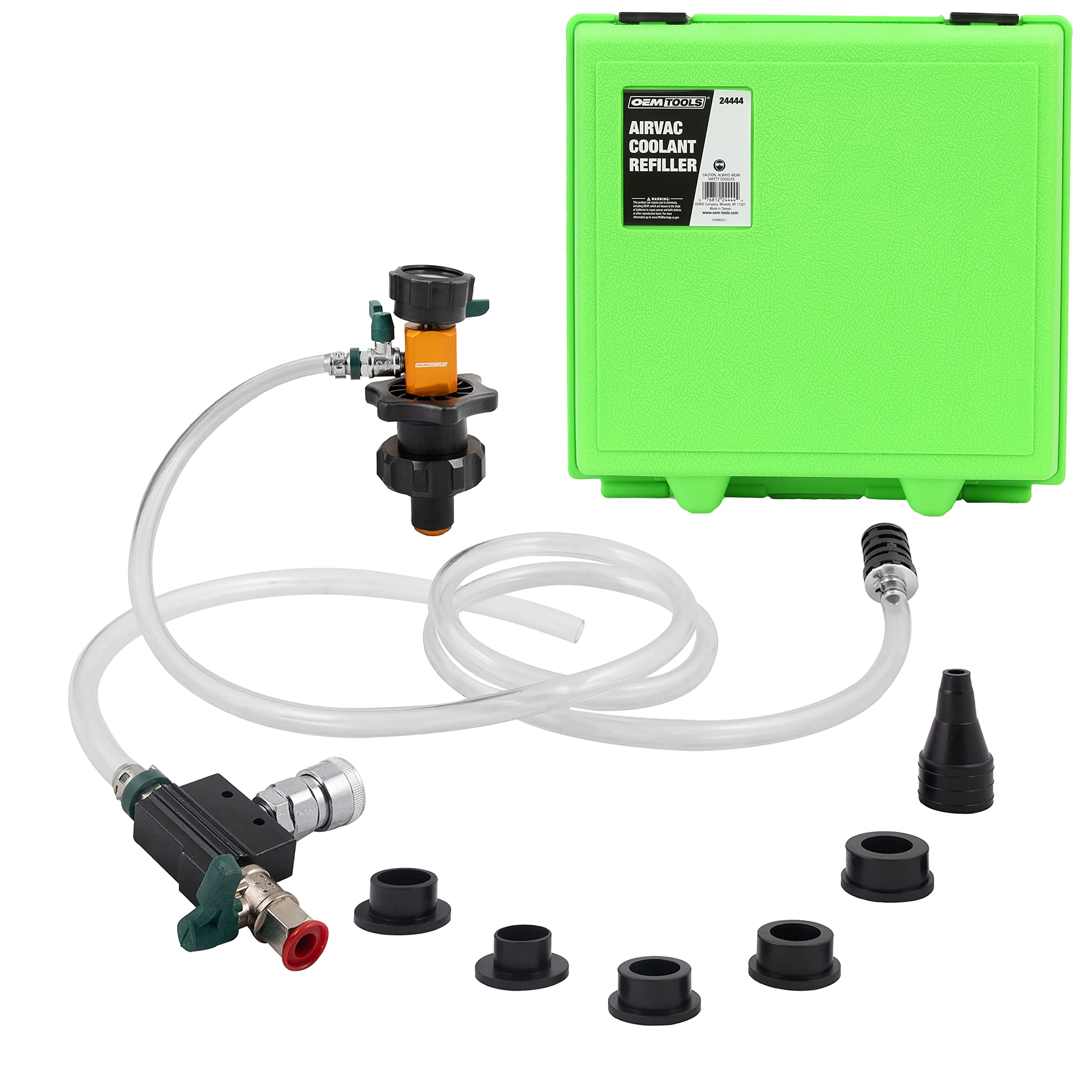 OEMTOOLS 24444 Coolant System Refiller Kit - 5 Adapters for Air Removal, Radiator & Heating Core Leak Testing, Vacuum Fill Tool & Leak Tester - Perfect for Automotive Repair, DIY Maintenance & Fleet Servicing