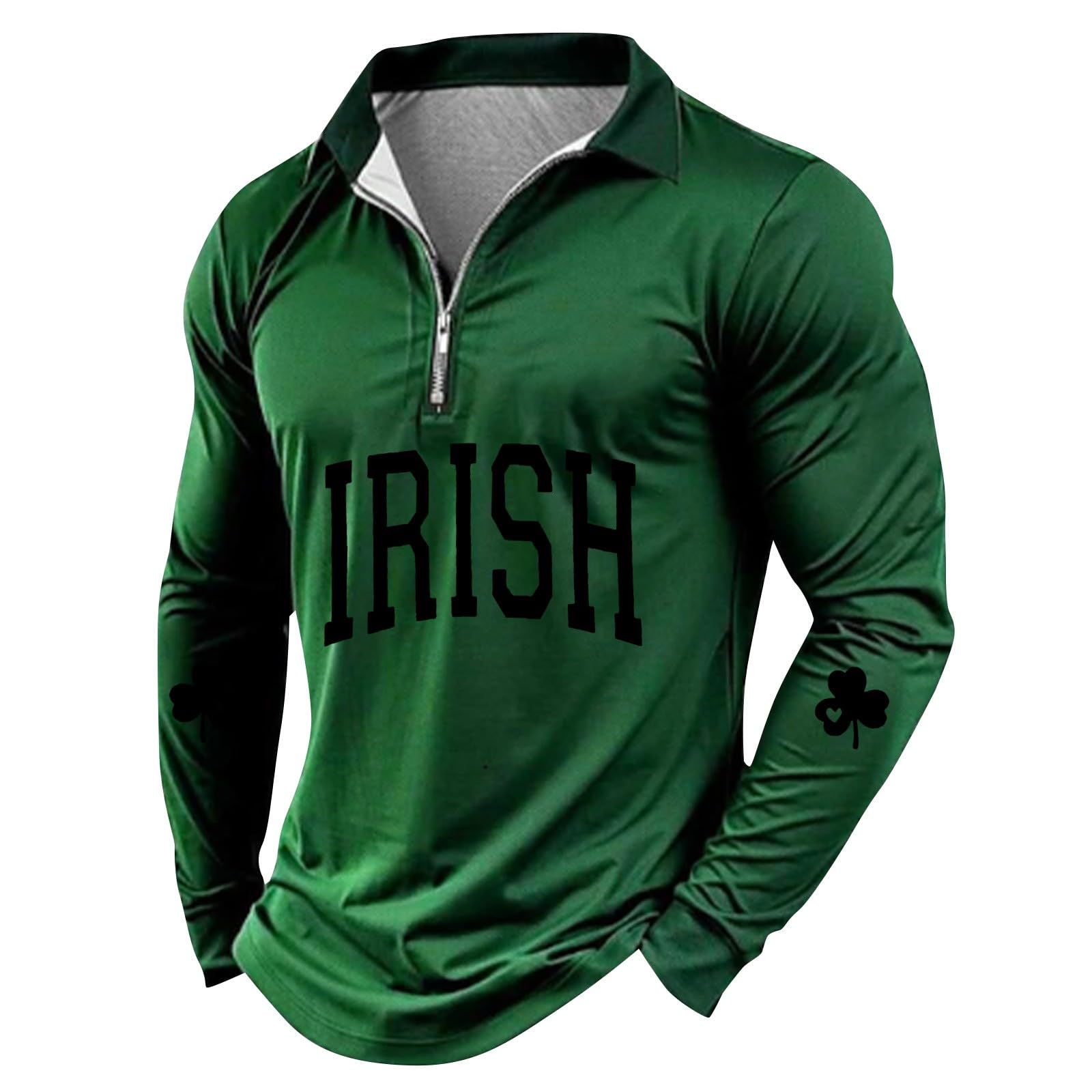 St. Patrick's Day Hoodie for Men - Zip Up Graphic Henley Shirt with Classic Print | Oversized Casual Tee for Irish Celebration & Pub Crawl
