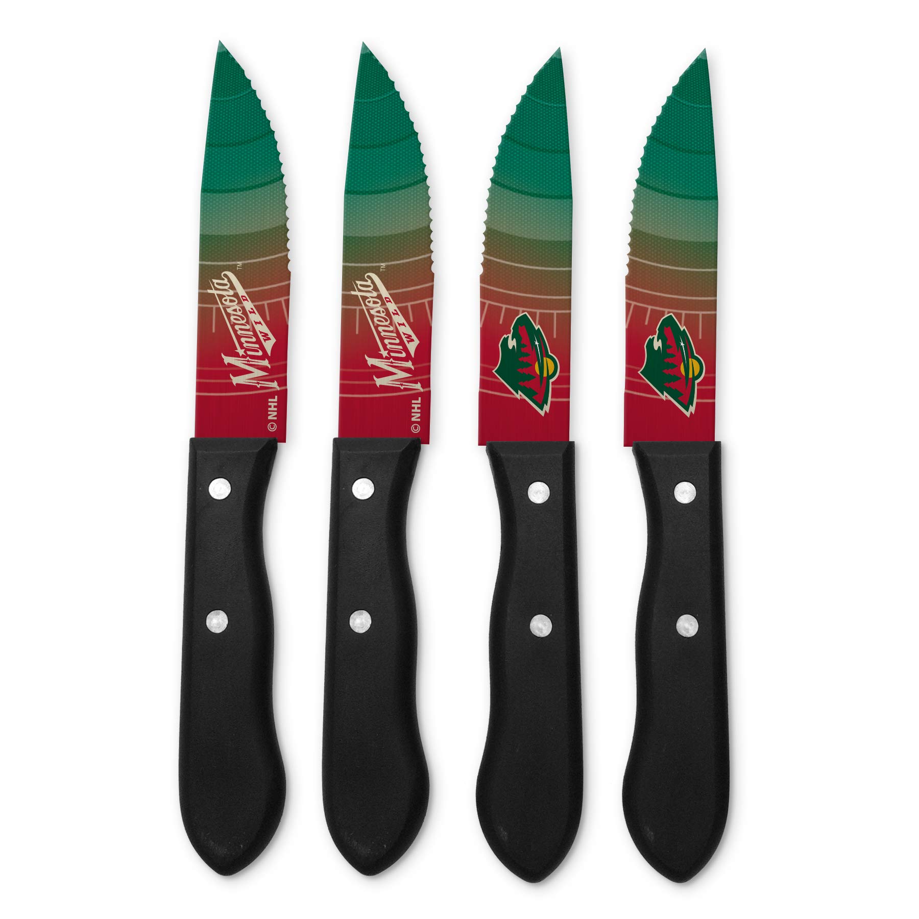 Minnesota Wild NHL Steak Knives Set - 4-Piece Stainless Steel Steak Knives for Meat, BBQ, and Dining - Perfect for Hockey Fans, Gifts, and Game Day Parties