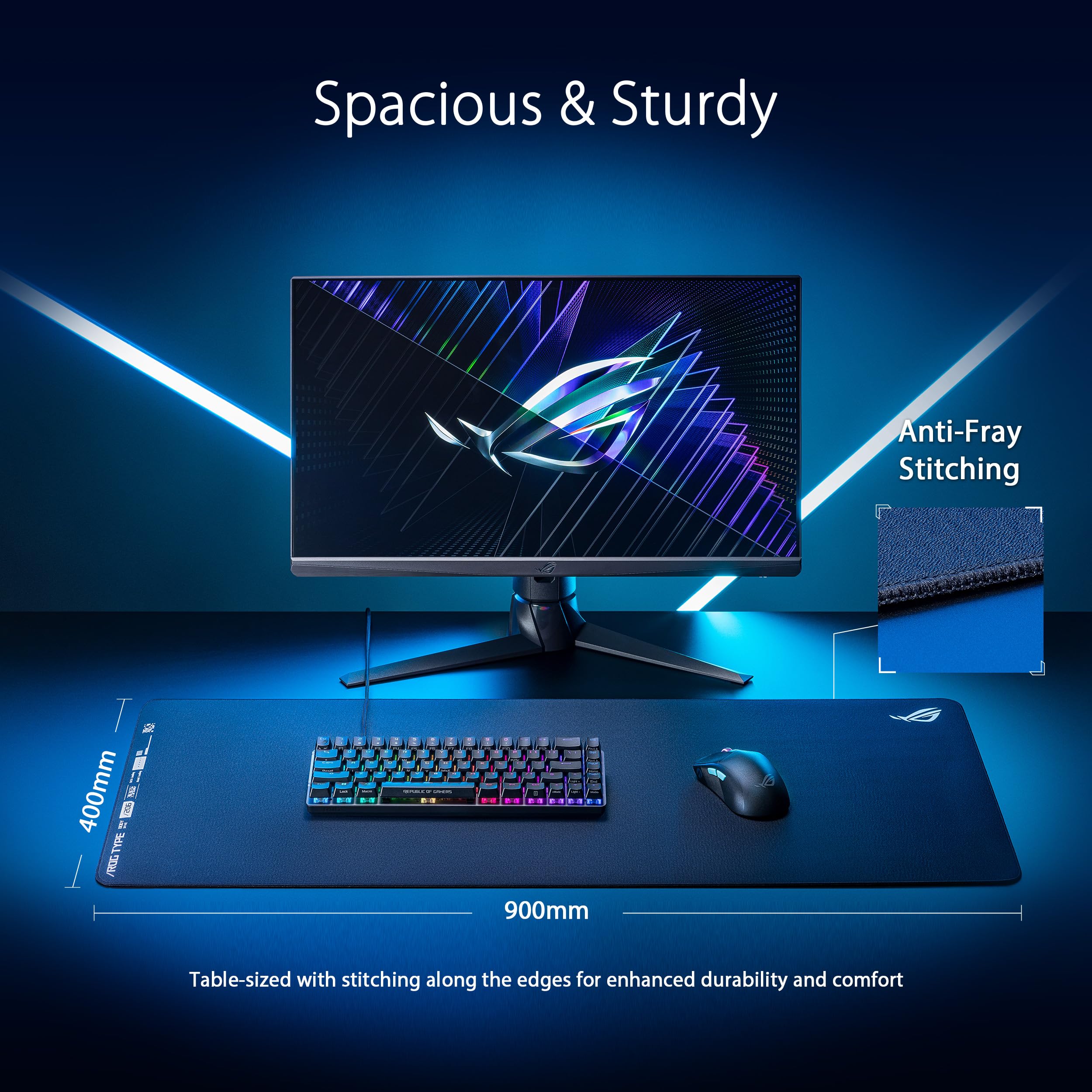 ASUS ROG Hone Ace XXL Gaming Mouse Pad - High-Density Memory Foam Base & Hybrid Cloth Surface (400x900x3mm) - Perfect for Esports, FPS Gaming & Office Work - Black