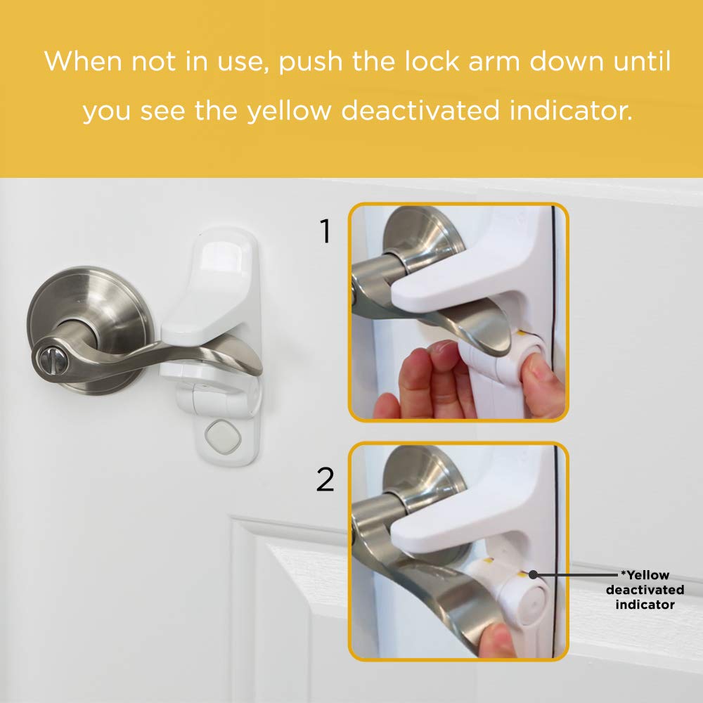 Safety 1st Outsmart Lever Handle Lock 2-Pack - Childproof Cabinet & Door Locks for Baby Safety - White (One Size) - Perfect for Kitchens, Bathrooms & Nursery Childproofing
