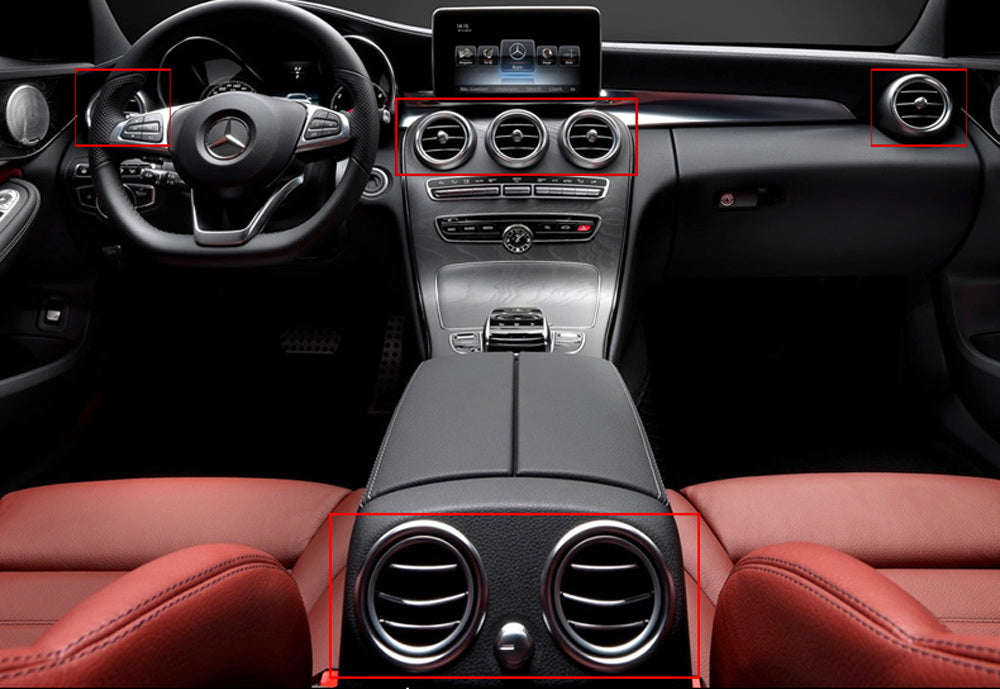 Premium Blue Air Vent Trim Covers for Mercedes W205 X205 C GLC - Upgrade Your Car Interior with Stylish AC Vent Covers for Enhanced Aesthetics & Comfort