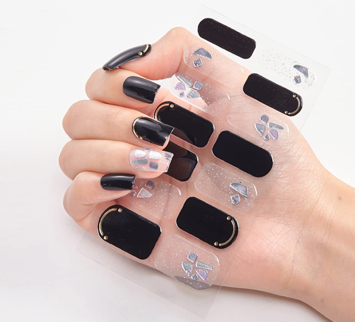3D Nail Stickers for Women & Girls - Waterproof, Glittery, Luxury Self-Adhesive DIY Nail Art - 14 Pieces Multicolor Peel Off Nail Extensions (Perfect for Parties, Weddings, and Special Occasions)