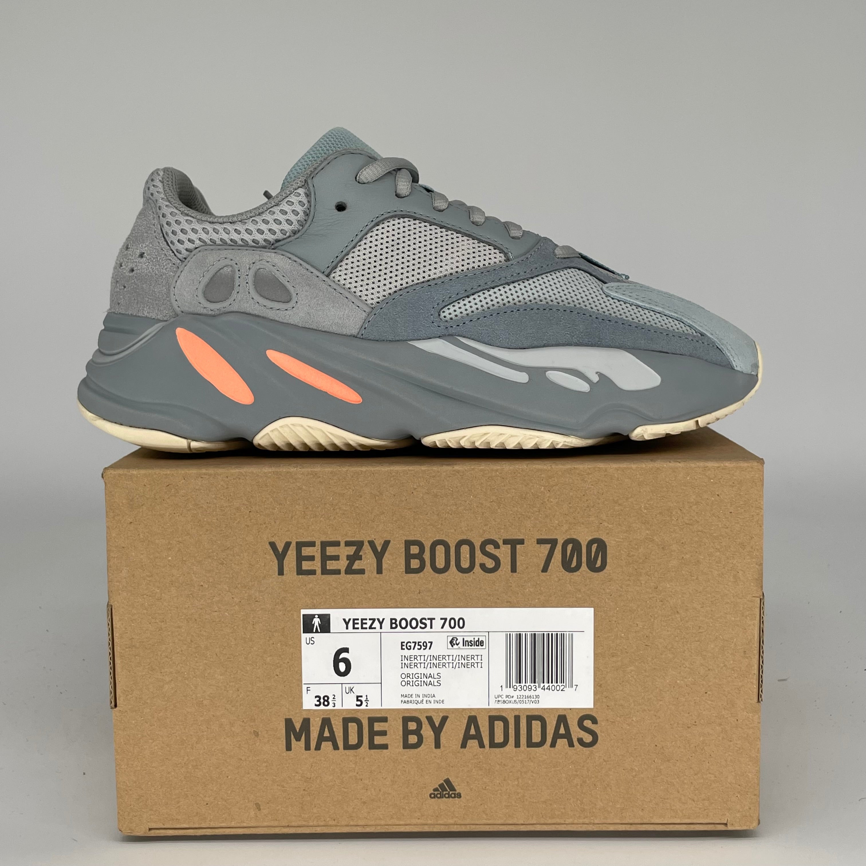 Adidas Yeezy Boost 700 'Inertia' Sneakers - Men's Size 6 (EG7597) | Comfortable Running & Casual Shoes for Gym, Streetwear & Everyday Wear