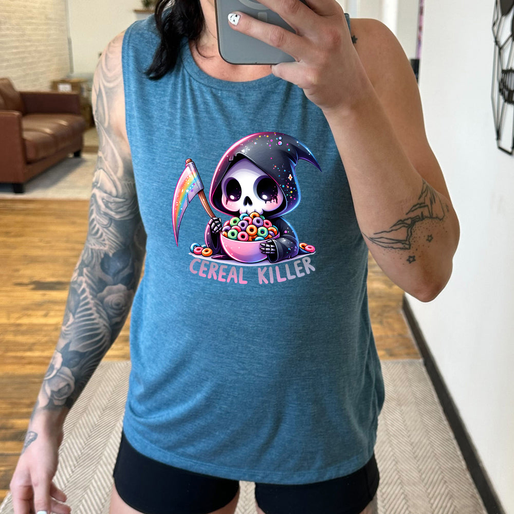 Cereal Killer Muscle Tank Top - Funny Gym Workout Shirt for Men & Women - Perfect for Bodybuilding, Fitness & Casual Wear