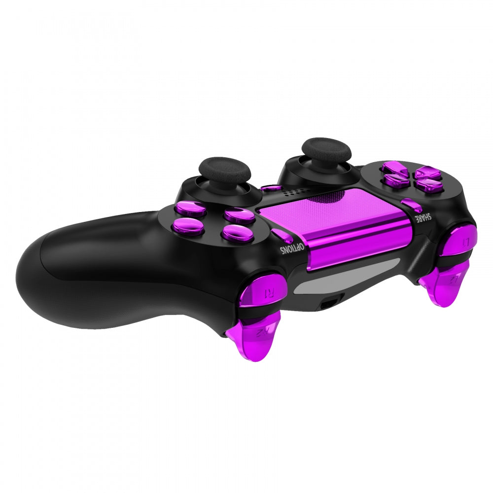 eXtremeRate Chrome Purple PS4 Controller Button Kit - Full Set Replacement D-Pad, R1 L1 R2 L2 Triggers, Touchpad, Action, Home & Share Buttons with Tools for PS4 Slim/Pro CUH-ZCT2 (SP4J0417) | Gaming Accessories for Enhanced Playstation 4 Experience