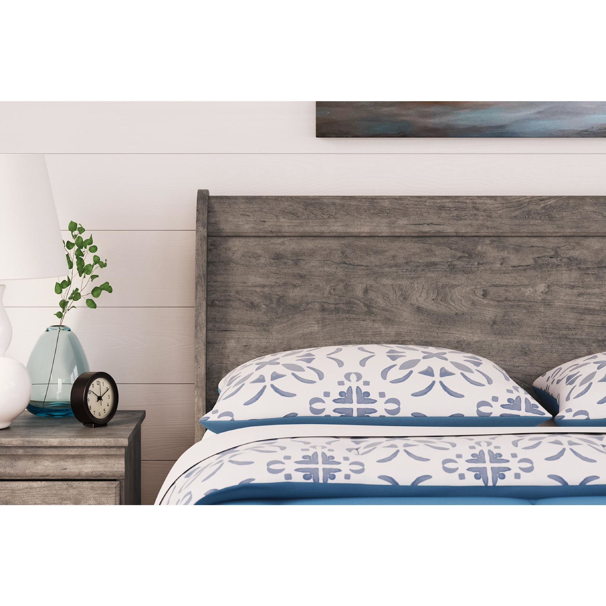 Bayzor 5-Piece Full Sleigh Bedroom Set in Gray - Modern Bed Frame, Nightstand & Dresser for Cozy Master Bedroom Decor