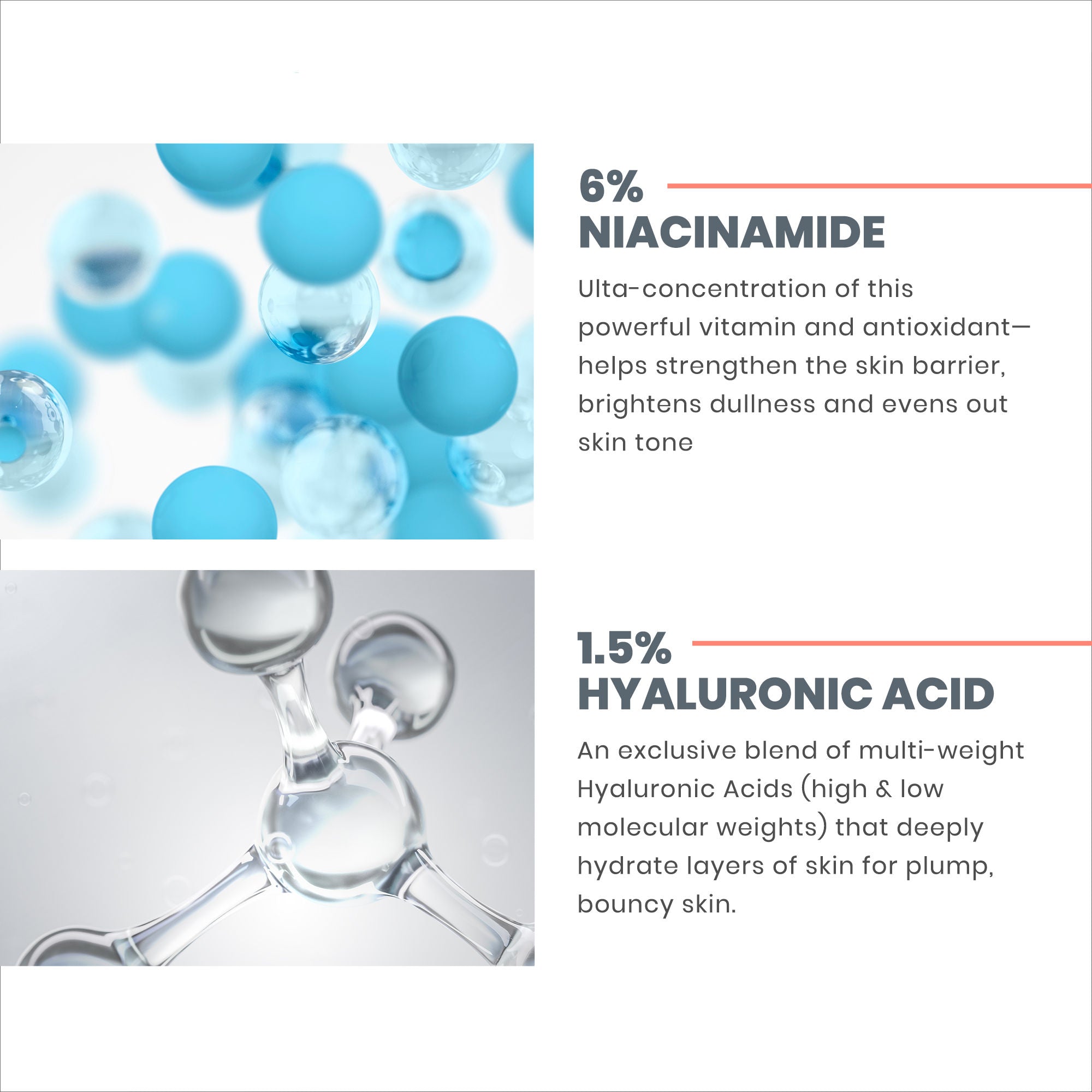 Hyaluronic Acid & Vitamin B3 Plumping Serum for Face - Hydrating Anti-Aging Treatment for Wrinkles & Dry Skin | Day & Night Moisturizer for Glowing Complexion