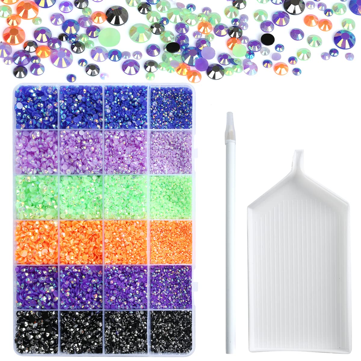 Nibiru 28,800Pcs Flatback Rhinestones Kit - Mixed Color 2mm, 3mm, 4mm, 5mm Round Resin Gems for Nail Art, Tumbler Decoration, DIY Crafts | Perfect for Jewelry Making, Scrapbooking & Home Decor