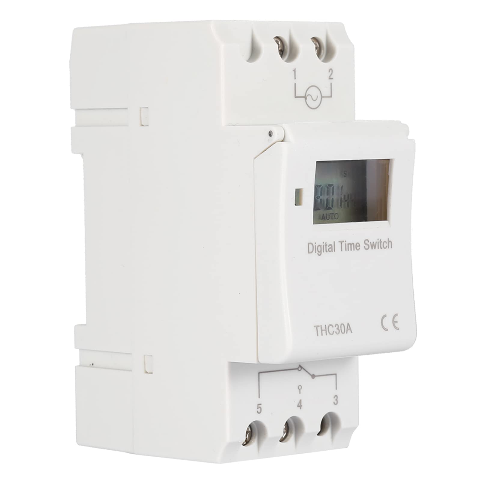 Programmable Digital Timer Switch with LCD Display - 30A DIN Rail Time Relay (12V) for Home Automation, HVAC, and Industrial Control Systems