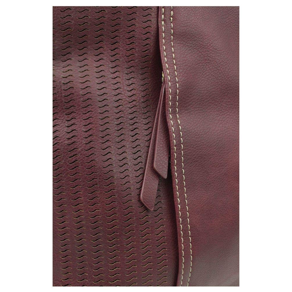 CHALA Women's Laser Cut Crossbody Bag - Faux Leather Purse in Plum Color for Casual Outings, Work & Travel Accessories