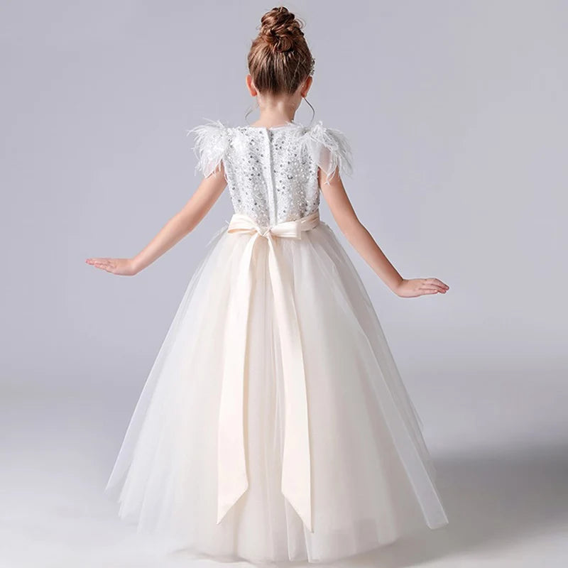 Sparkly Sequined Tulle Flower Girl Dress for Birthday Party, Junior Bridesmaid Wedding Gown - Perfect for Special Occasions, Pageants & Photo Shoots