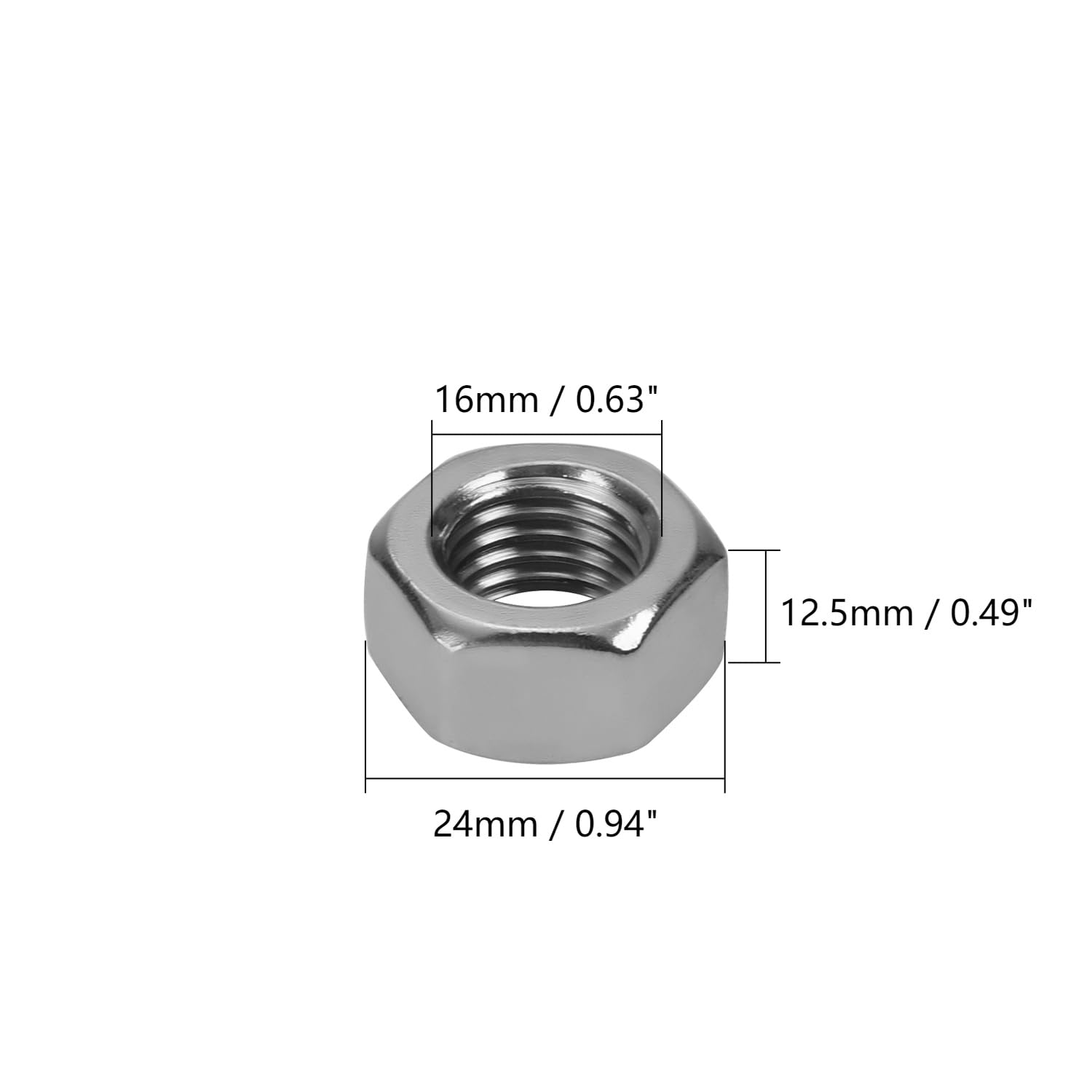 5Pcs M16 x 1.5mm 304 Stainless Steel Hex Nuts - Metric Hardware Fasteners for Machinery, Appliances & Automotive - Corrosion Resistant Hexagon Nuts (0.86x0.43in) - Perfect for DIY Projects, Plumbing & Industrial Equipment Repair