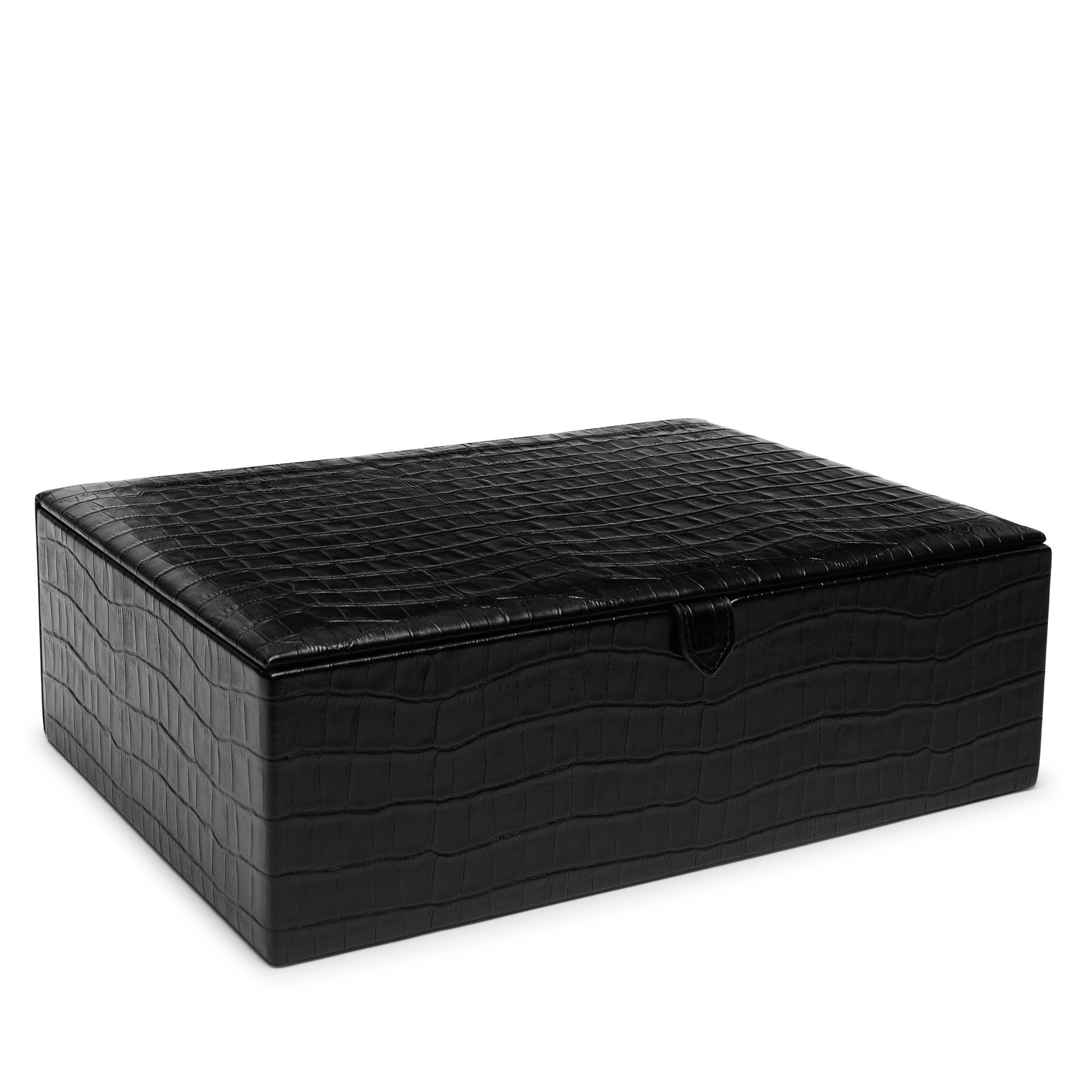 Large Decorative Storage Box with Black Crocodile Embossed Pattern - Perfect for Home Organization, Jewelry Storage & Gift Wrapping