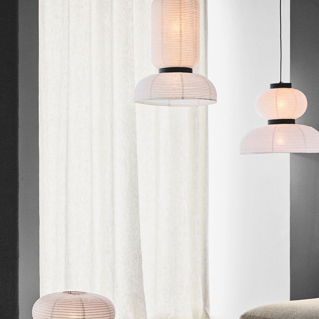 Formakami JH3 Pendant Light - Modern Paper Pendant Lamp for Dining Room, Living Room & Bedroom | Scandinavian Style Hanging Light Fixture with Rattan Shade