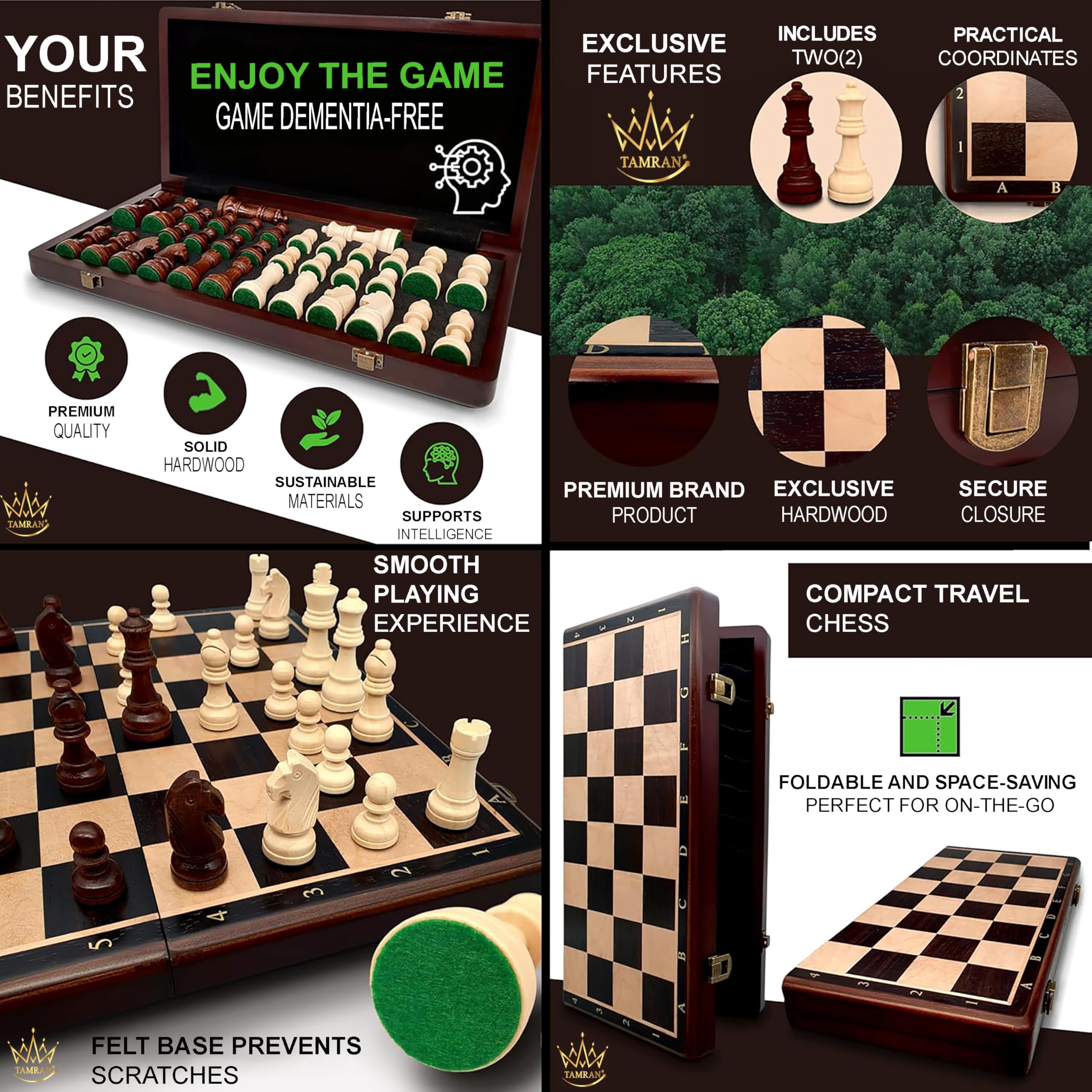 Premium Magnetic Wooden Chess Board Set - 15