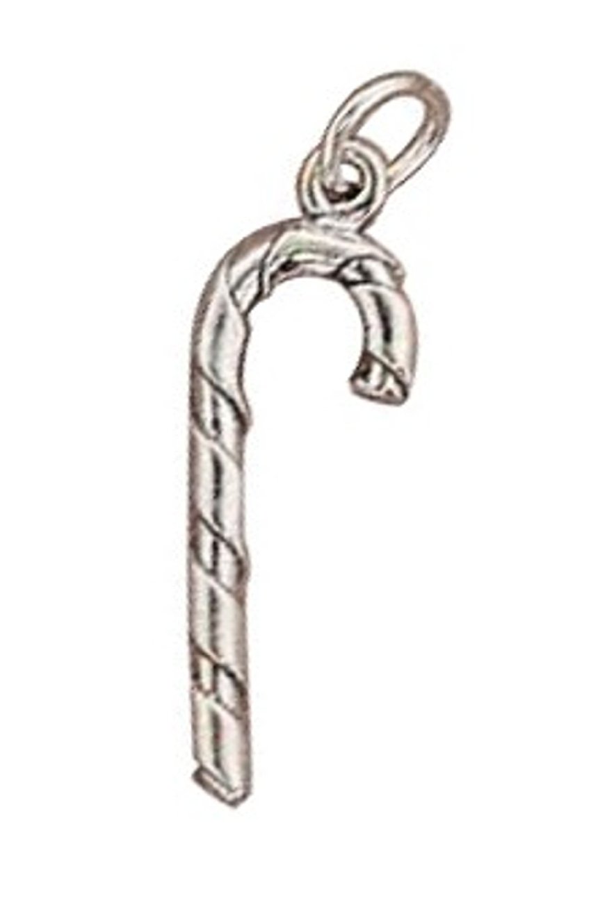 Sterling Silver Women's 1mm Box Chain Striped Candy Cane Pendant Necklace - Elegant Christmas Gift for Her, Holiday Party Jewelry, Festive Fashion Accessory