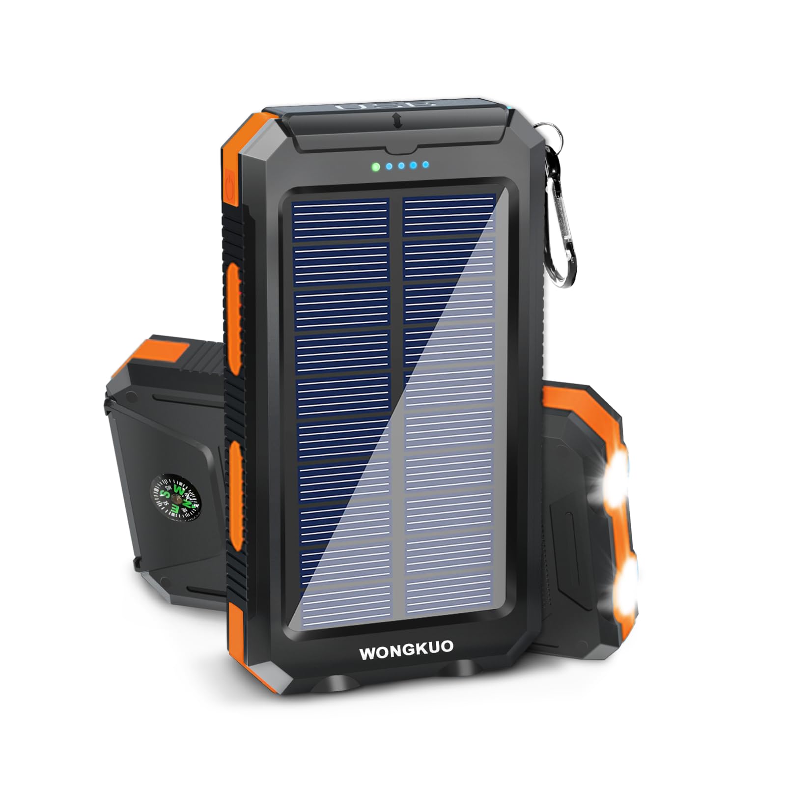 **WONGKUO 36800mAh Solar Power Bank with QC3.0 Fast Charging, LED Flashlight & IP65 Waterproof - Portable Solar Charger for Phones, Tablets, Outdoor Camping, Hiking, and Emergency Power Backup**