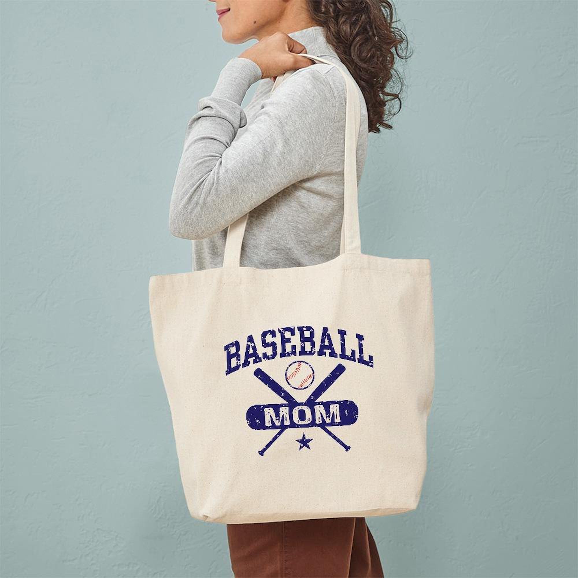 Baseball Mom Tote Bag - Natural Canvas Reusable Shopping Bag for Baseball Games, Groceries & Everyday Use | Durable & Eco-Friendly