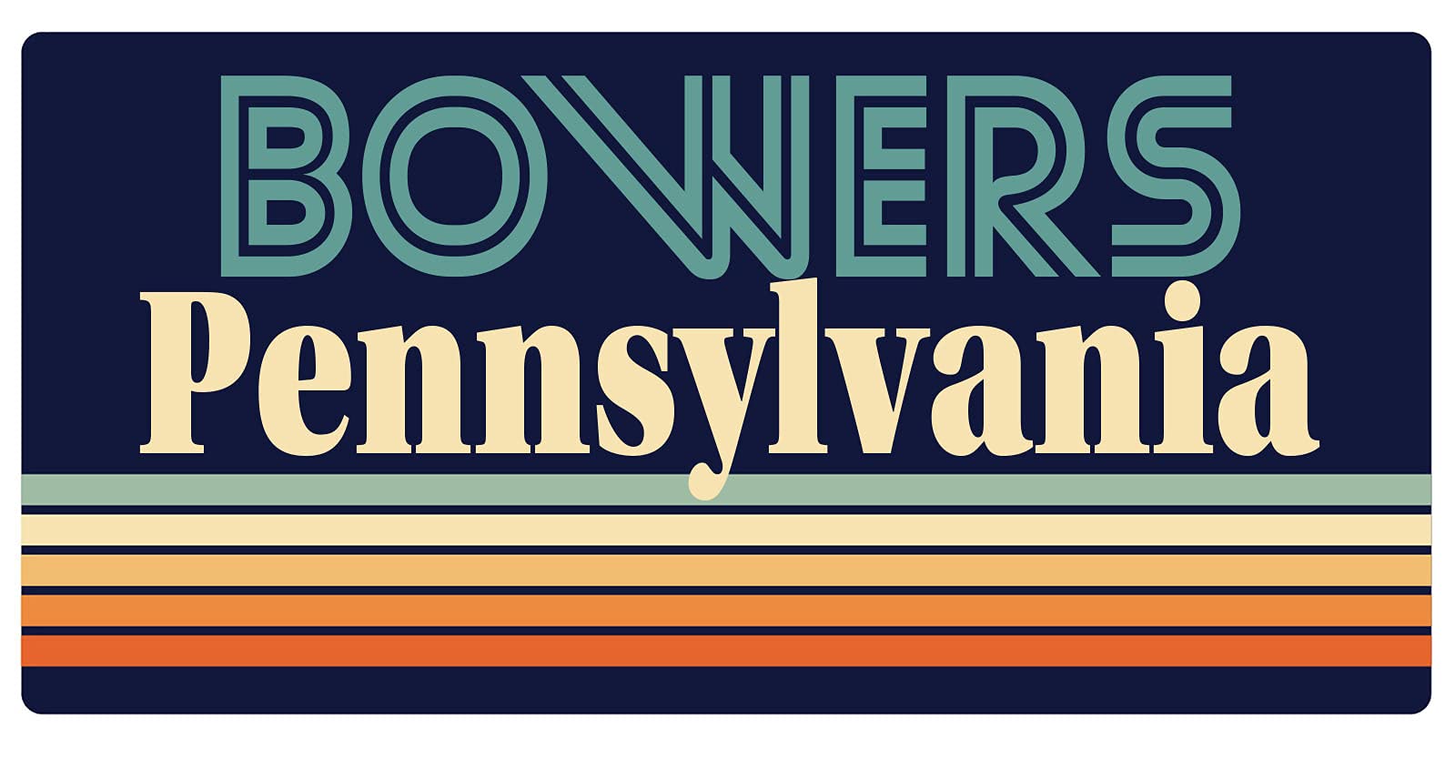 Bowers Pennsylvania 5 x 2.5-Inch Retro Fridge Magnet - Vintage Style Decorative Magnet for Refrigerators, Lockers & Metal Surfaces - Perfect for Home, Office & Gifts
