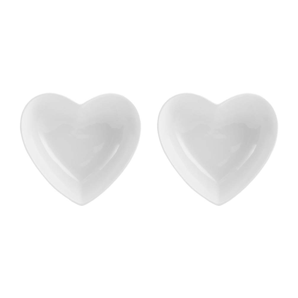 YARNOW 2-Piece Heart-Shaped Ceramic Sauce Dishes - Mini Appetizer Plates & Seasoning Bowls for Dinner, Kitchen, and Party Serving | Perfect for Valentine's Day, Date Night, and Home Decor