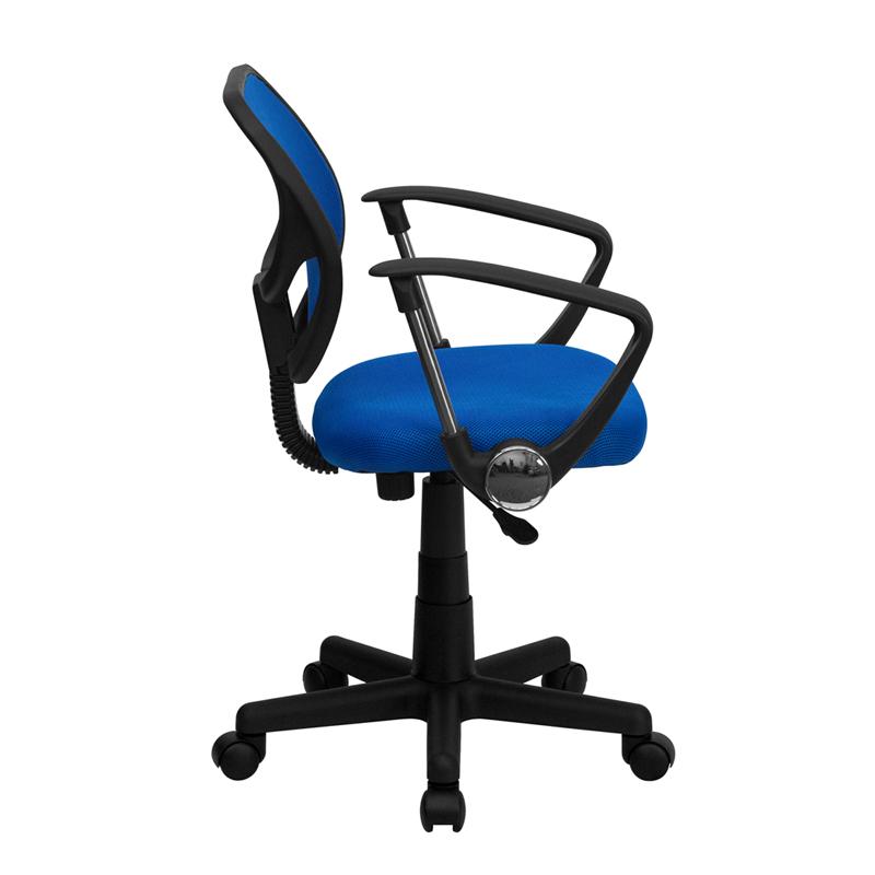 FLASH Neri Kids Low Back Black Mesh Swivel Task Office Chair with Curved Square Back and Arms - Ergonomic Study Chair for Children, Perfect for Homework, Online Classes & Gaming Desks
