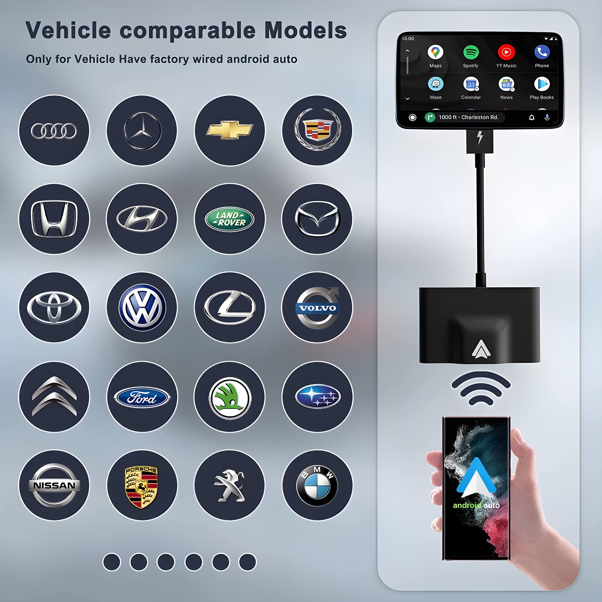 Ramay Wireless Android Auto Adapter - Plug & Play OEM Factory Wired Android Auto Car Dongle for Android Phones | Converts Wired to Wireless | Easy Setup | Perfect for Commuting, Road Trips & Hands-Free Driving