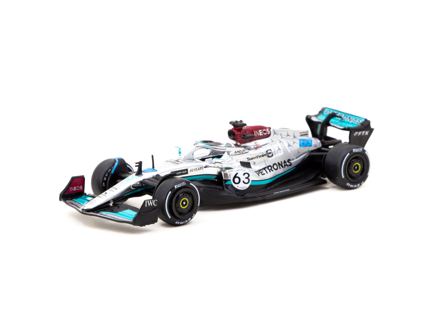 Tarmac Works X iXO Models 1/64 Scale Mercedes AMG F1 W13 E Performance Belgian Grand Prix 2022 George Russell #63 Diecast Car - Perfect for Collectors, Racing Fans & Display Cases