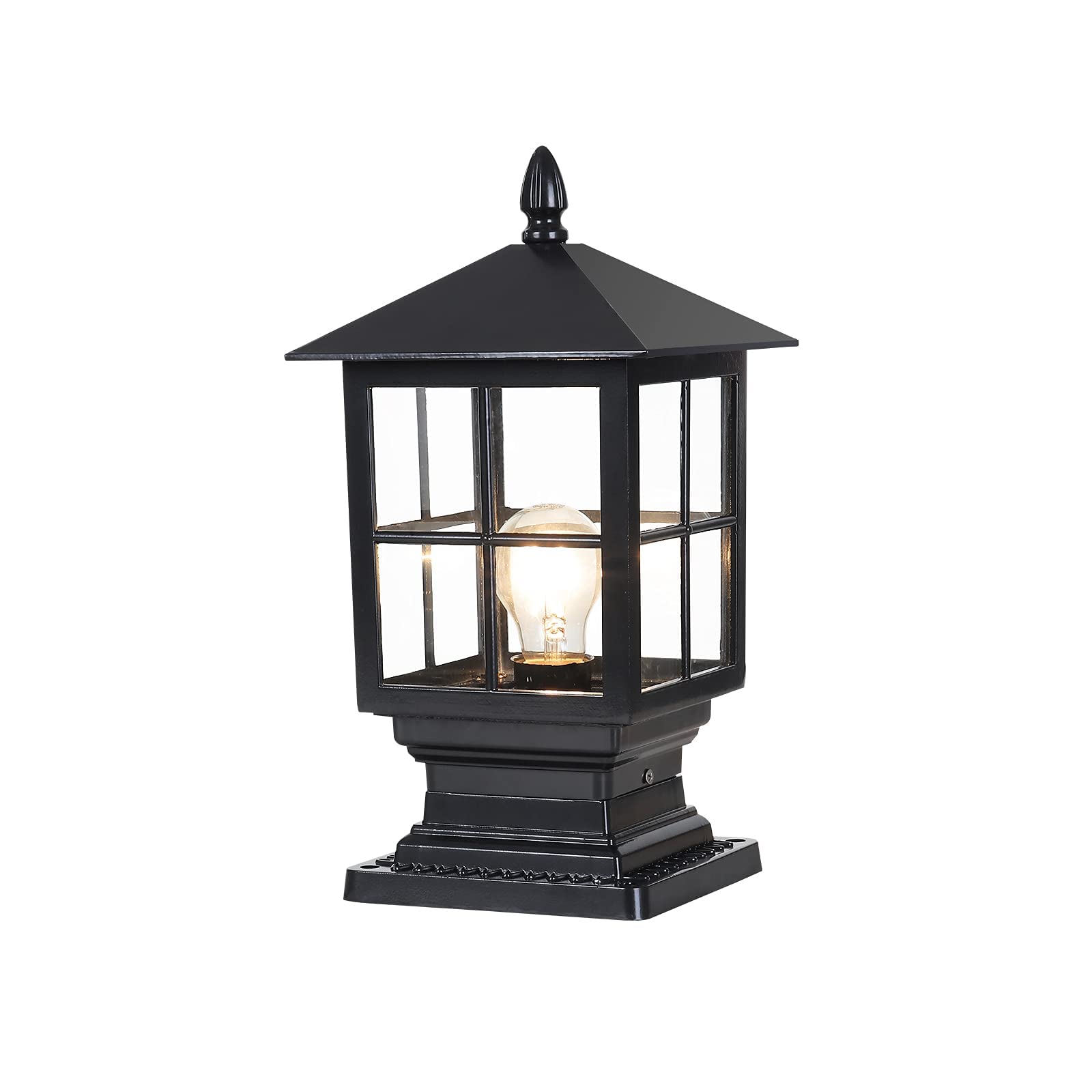Modern Outdoor Post Light Fixture - IP54 Waterproof Aluminum Pillar Light with Clear Glass Shade for Yard, Garden, Patio & Pathway Lighting | Durable Weather-Resistant Design for Enhanced Curb Appeal & Nighttime Safety