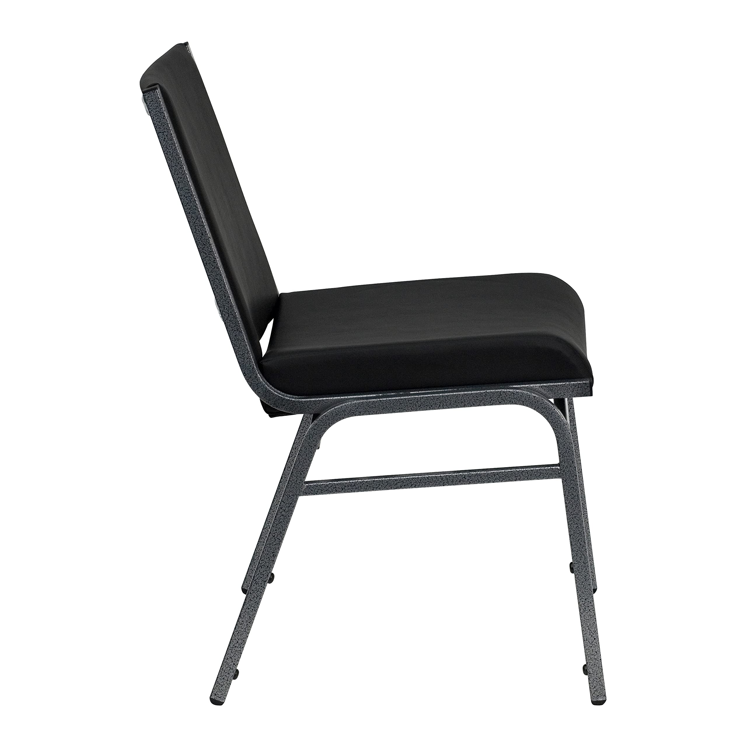 4 Pack Heavy Duty Black Vinyl Stackable Chairs - Commercial Reception Furniture for Office, Conference Room, and Event Seating