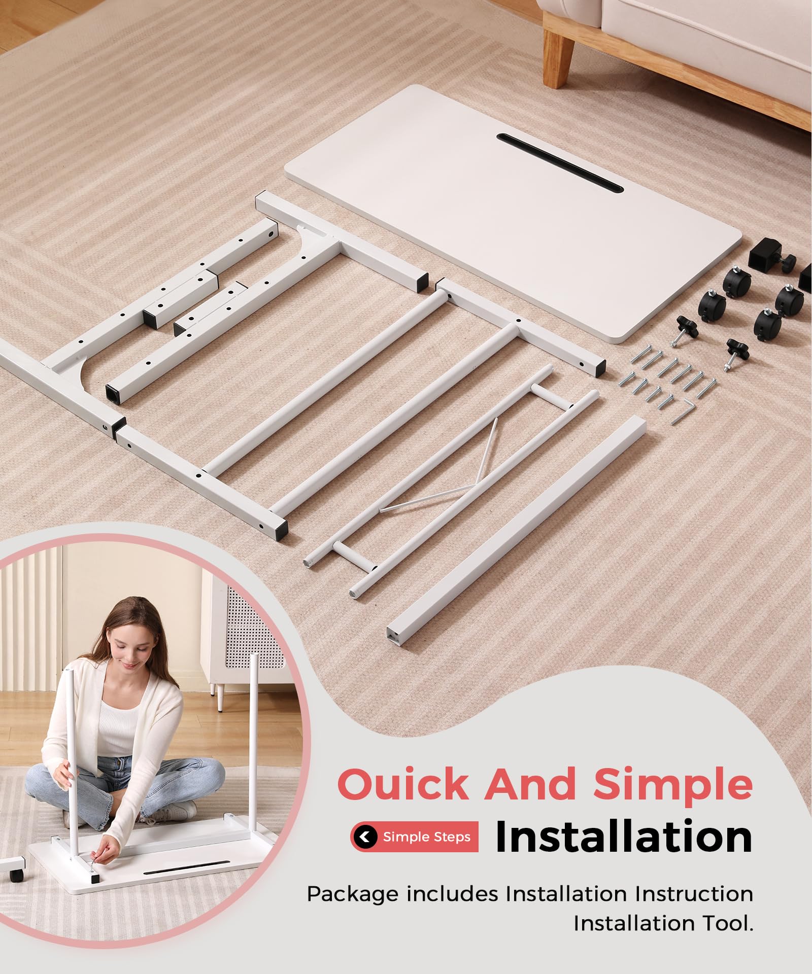 Adjustable Height Standing Desk with Wheels - 16